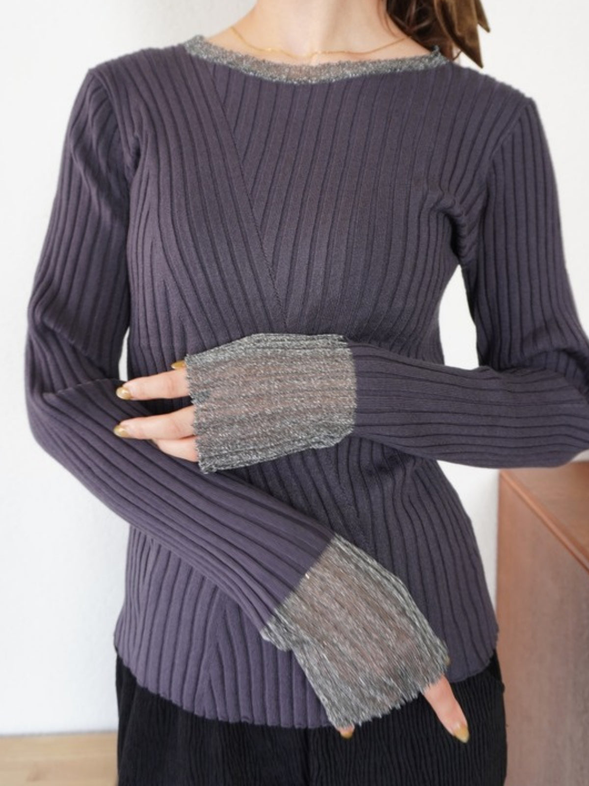 DOCKING RIB KNIT Charcoal gray