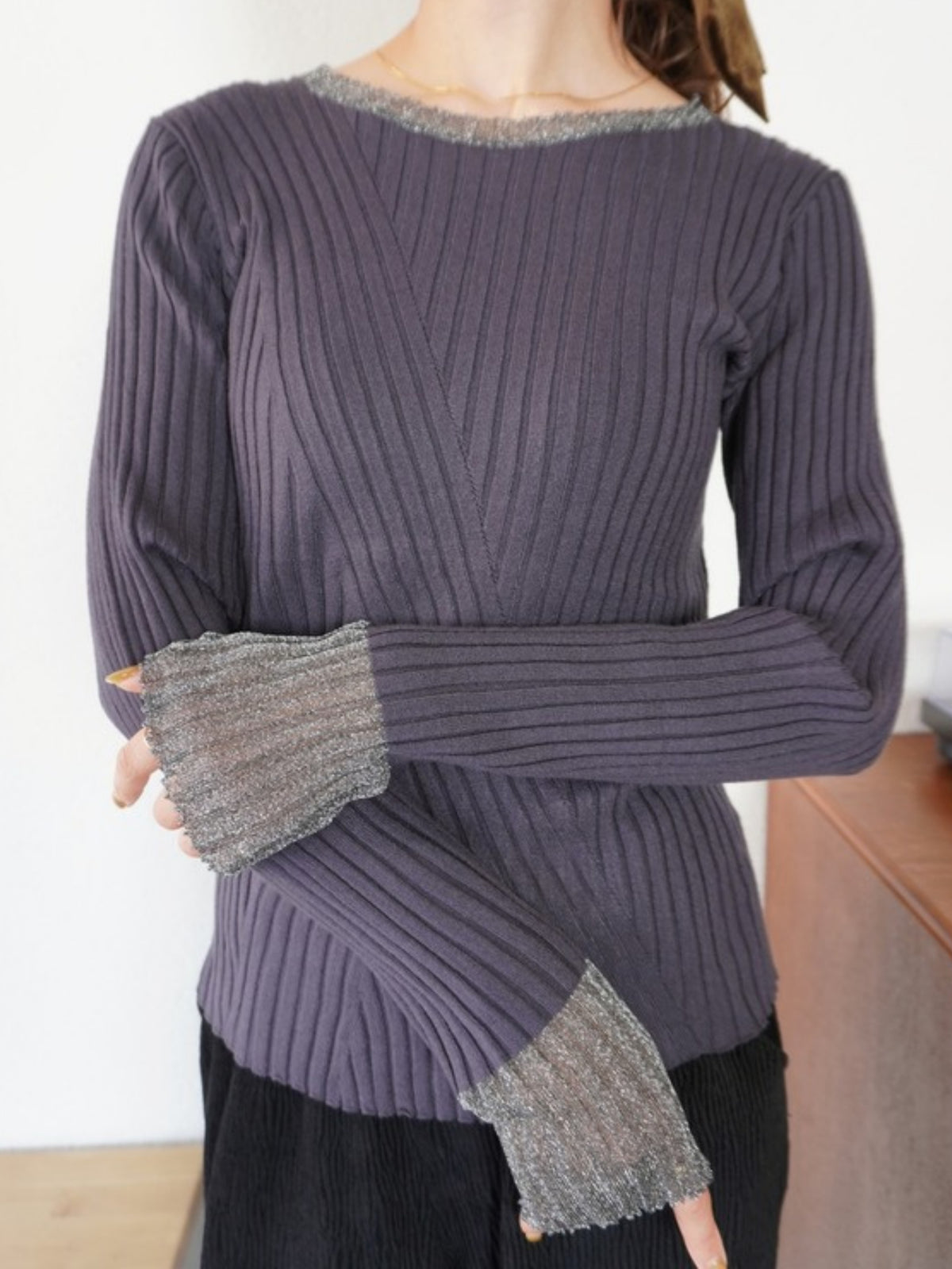 DOCKING RIB KNIT Charcoal gray