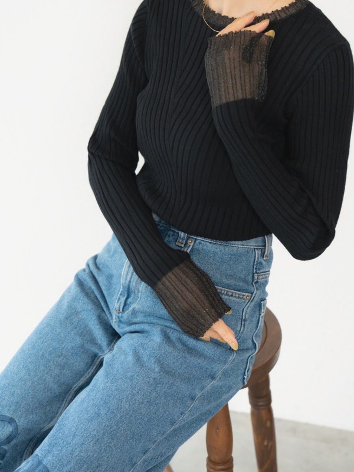 DOCKING RIB KNIT Black