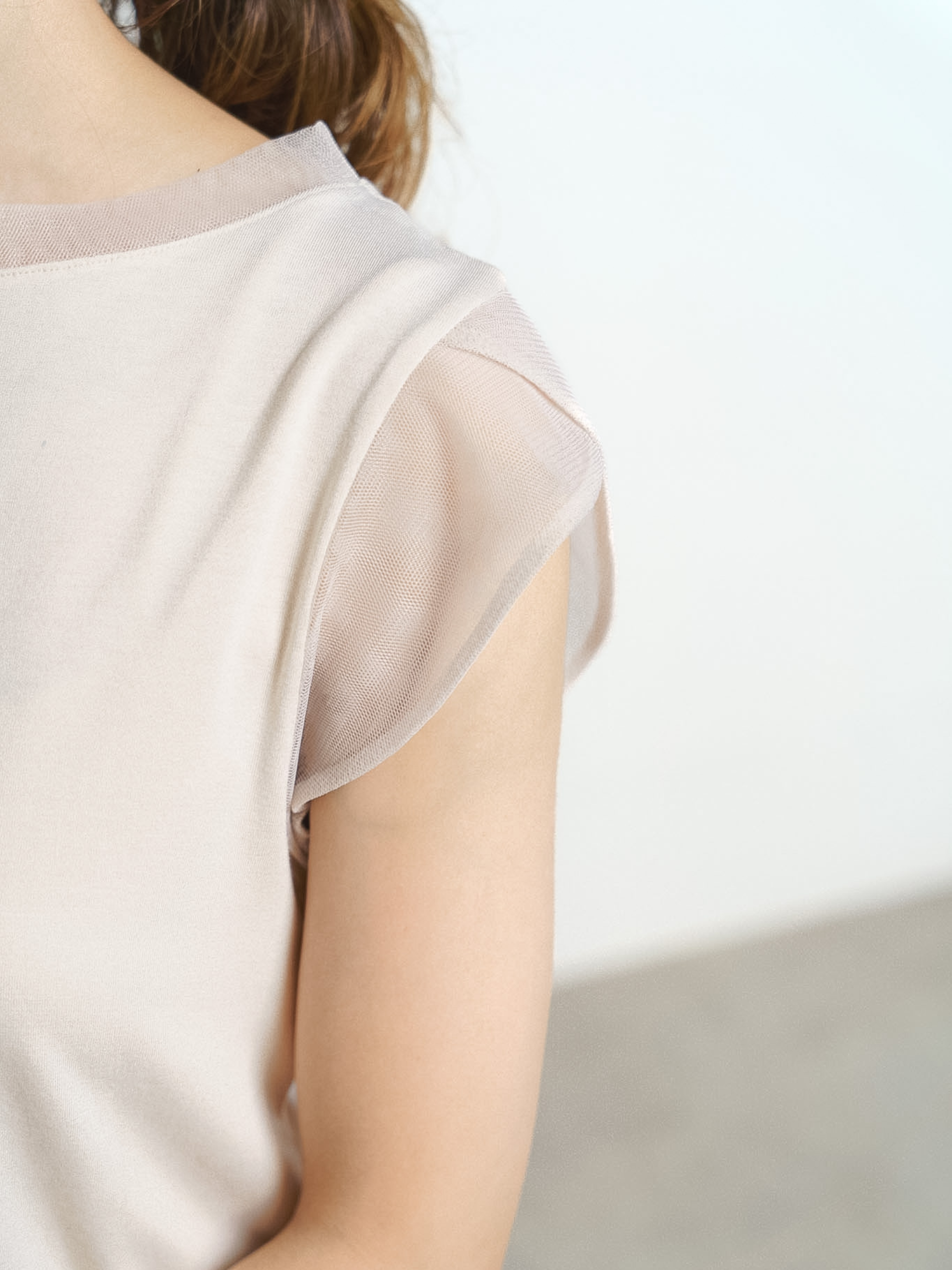 SHEER FRENCH SLEEVE TOP