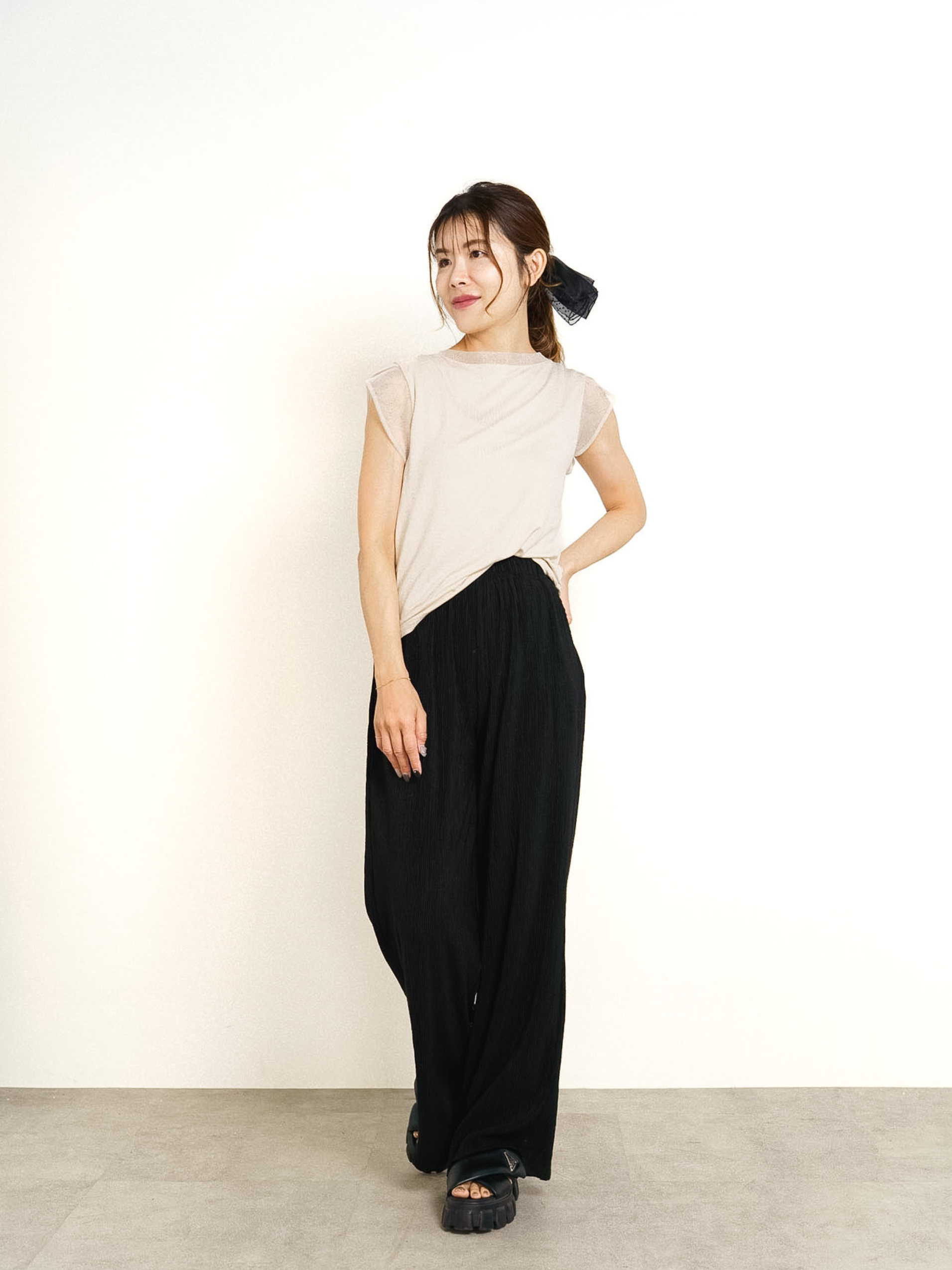SHEER FRENCH SLEEVE TOP
