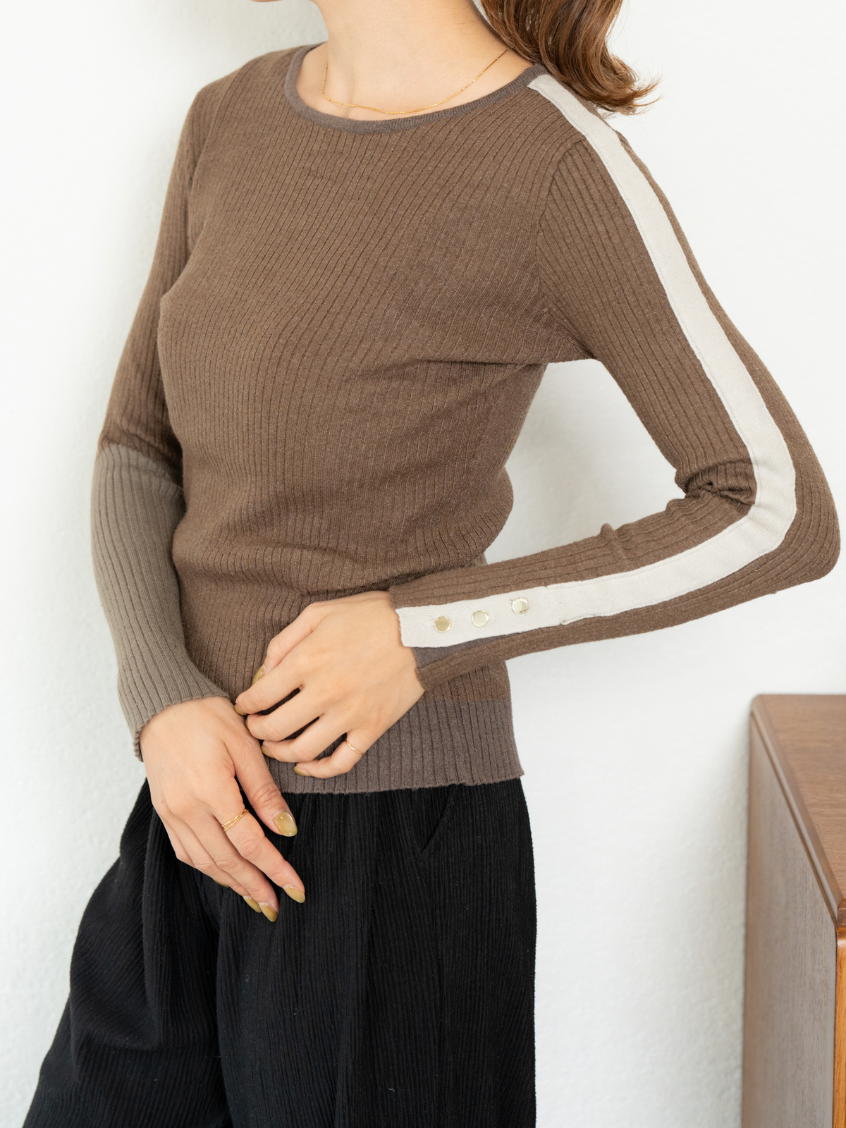 EN LINE ASYMMETRY RIB KNIT【10/9〜 再販】