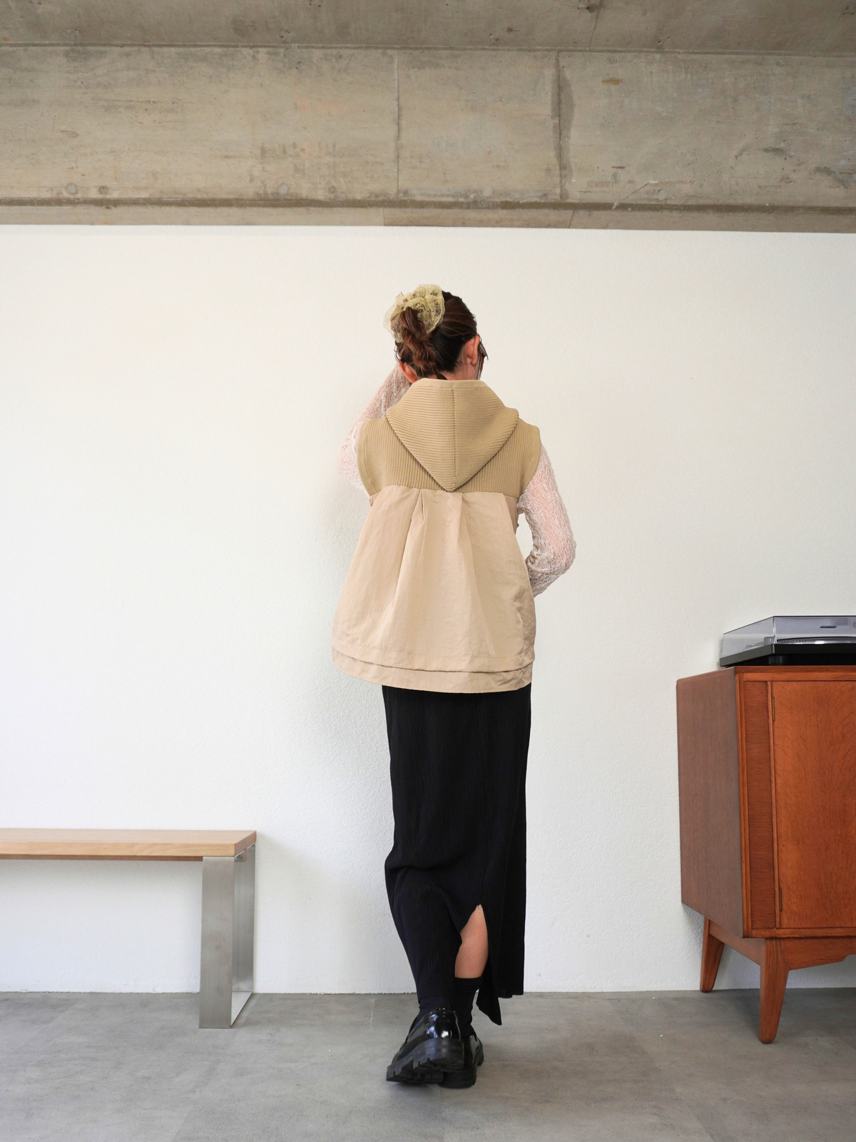 KNIT DOCKING HOODIE VEST【9/25(金)〜 販売】