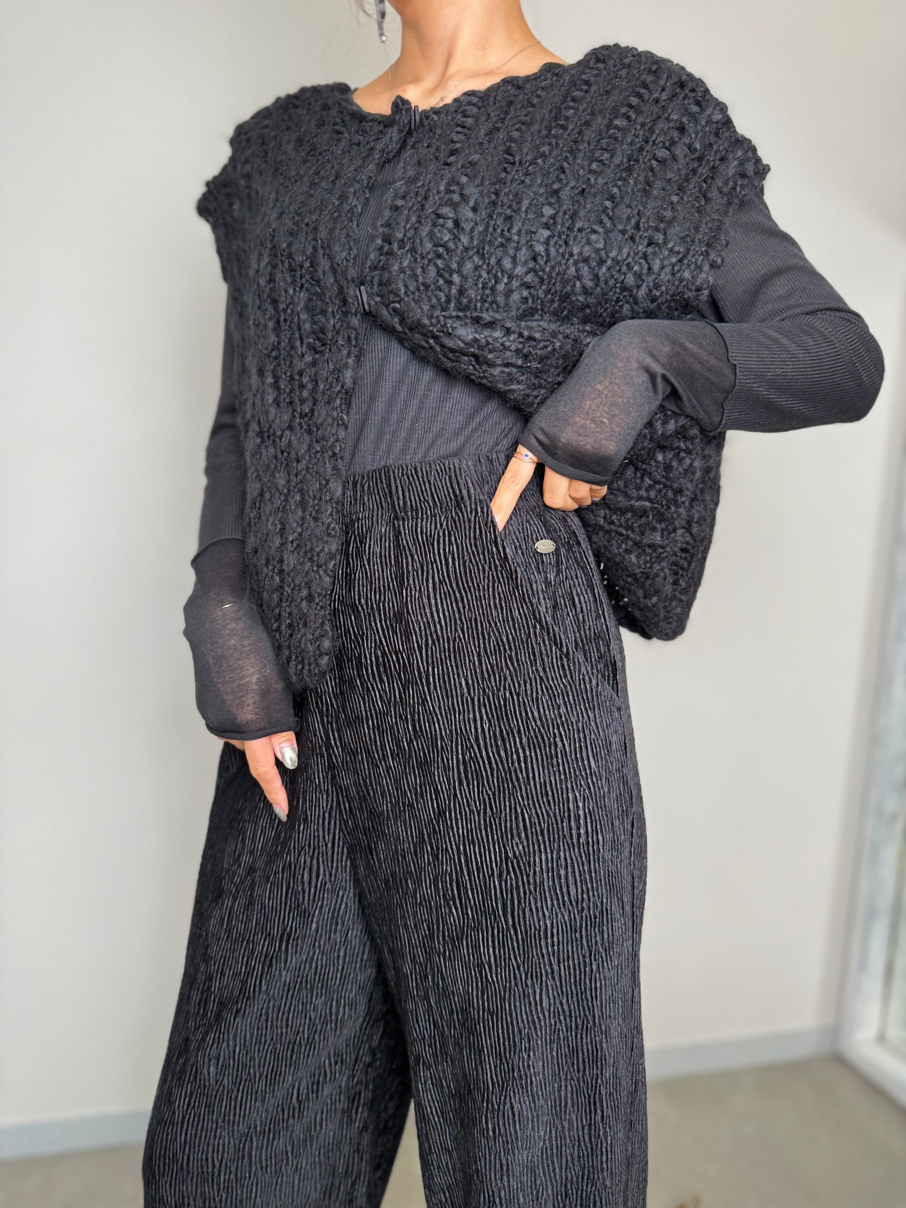 VELOUR LIKE STRAIGHT PANTS