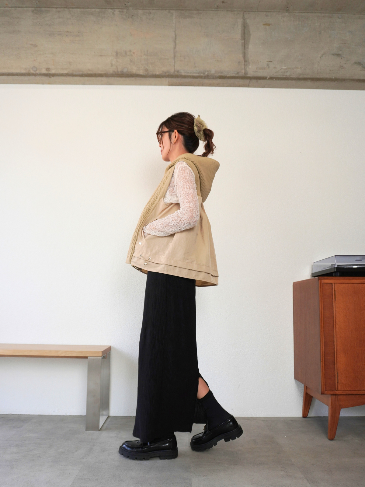 KNIT DOCKING HOODIE VEST【9/25(金)〜 販売】