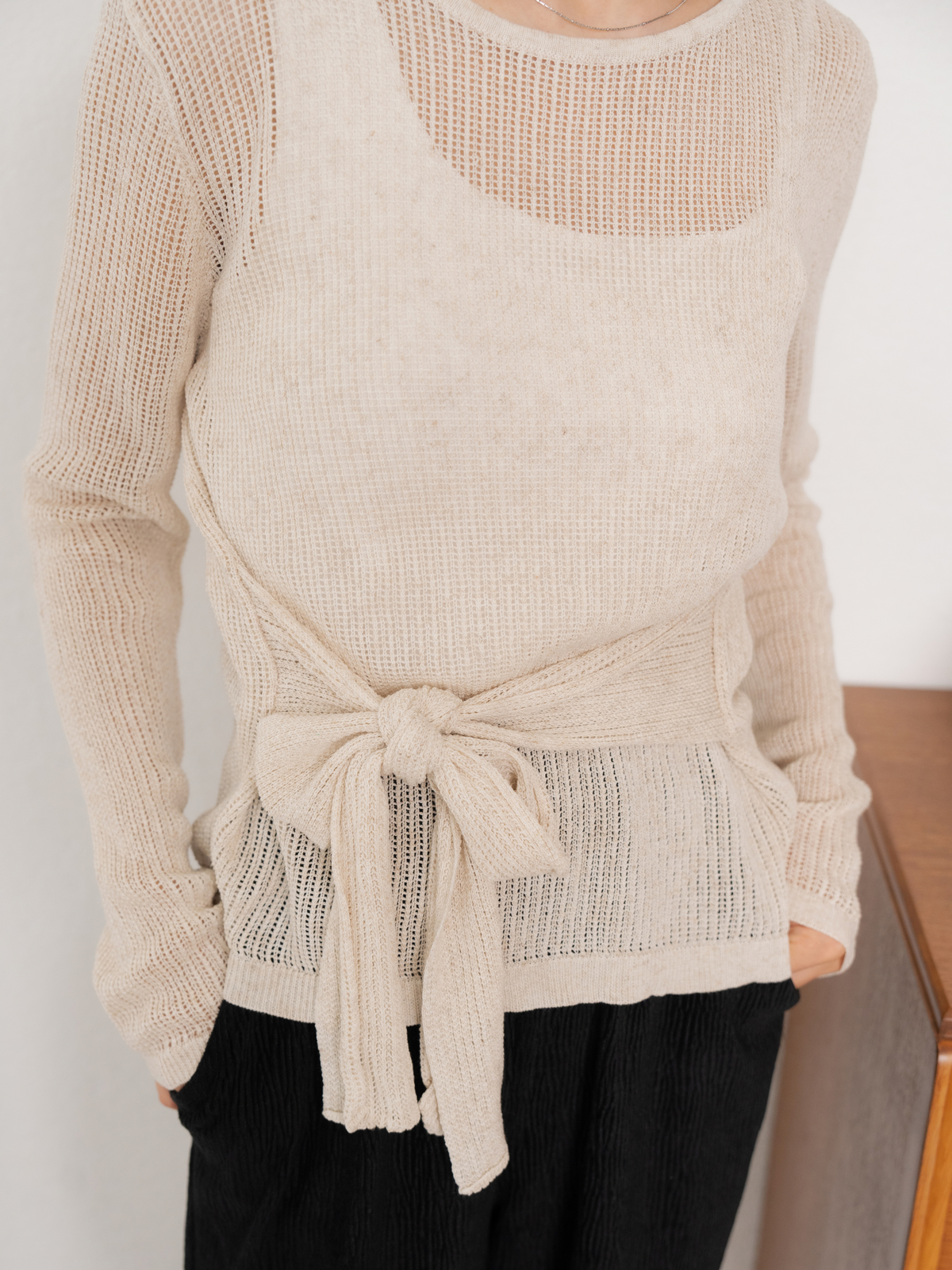 WAIST TIE SHEER KNIT【9/25(金)〜 販売】