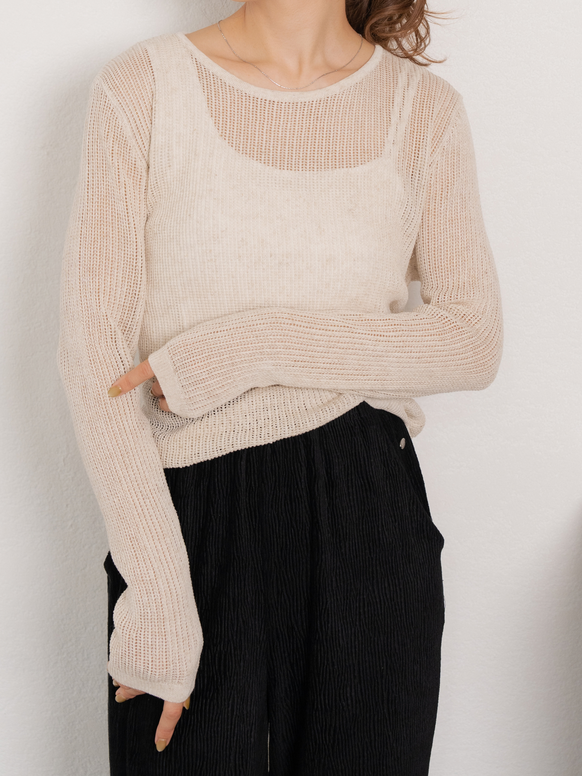WAIST TIE SHEER KNIT【9/25(金)〜 販売】