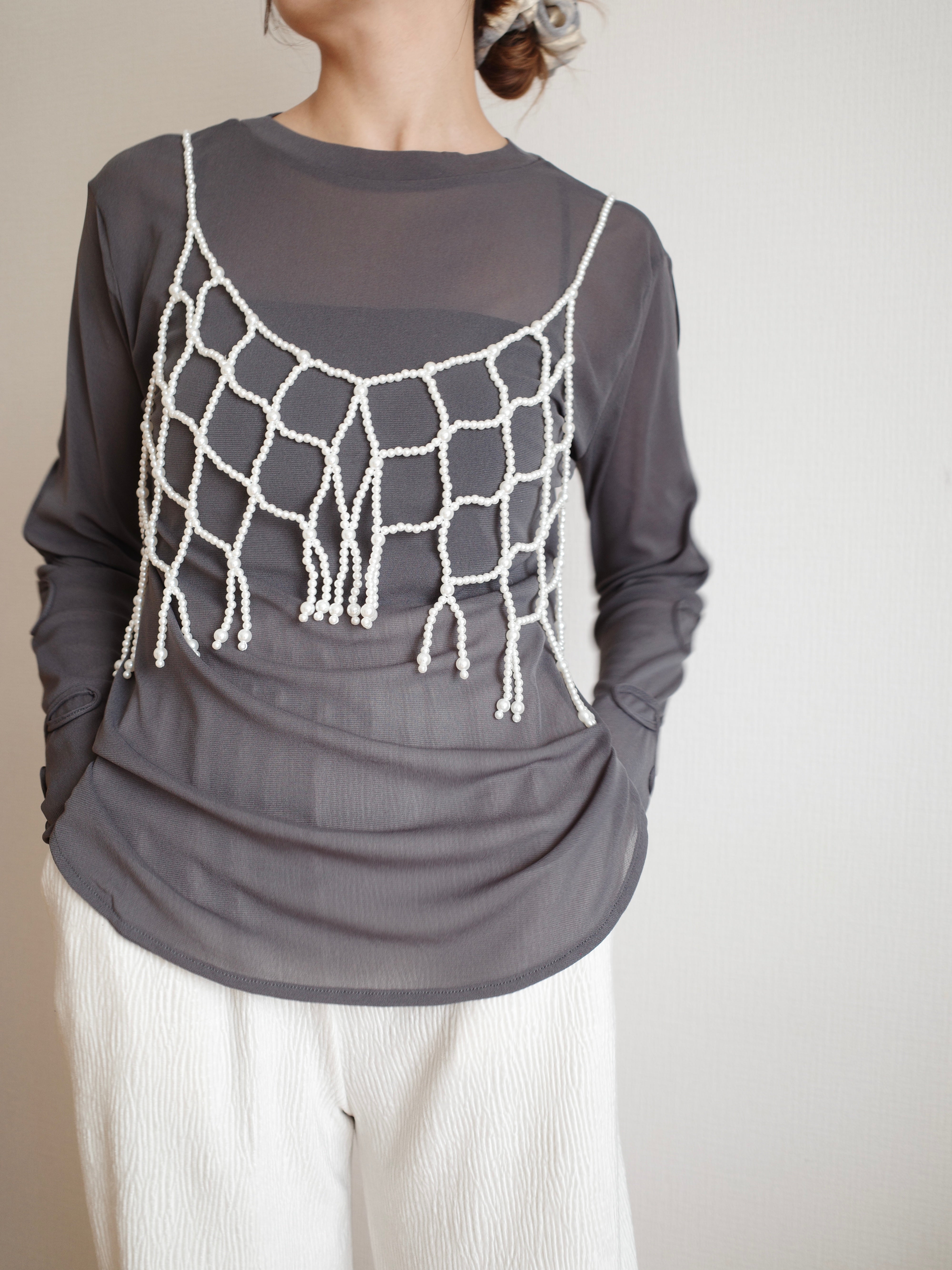 PEARL BEADS FRINGE VEST