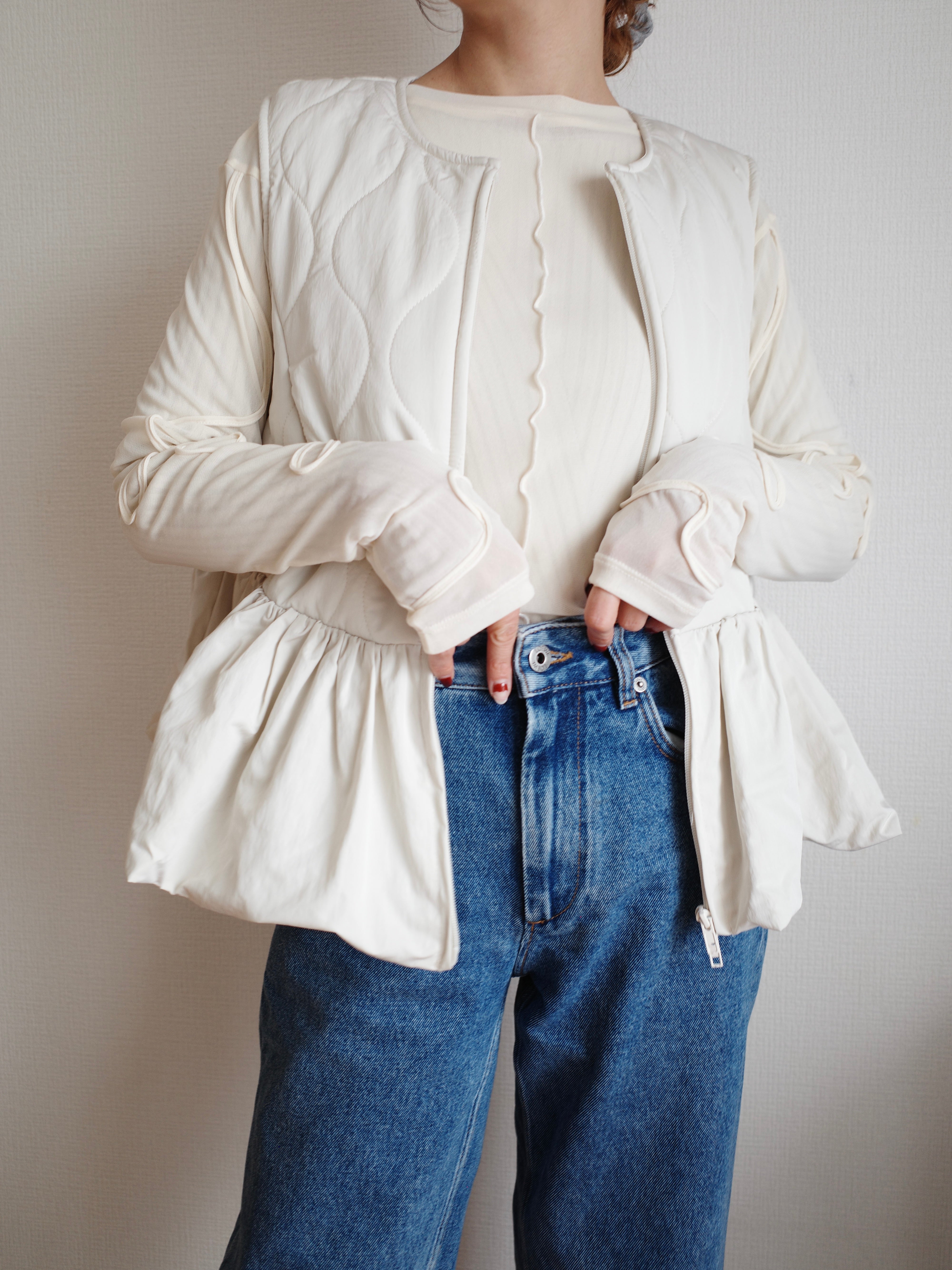 FRILL HEM QUILTING VEST