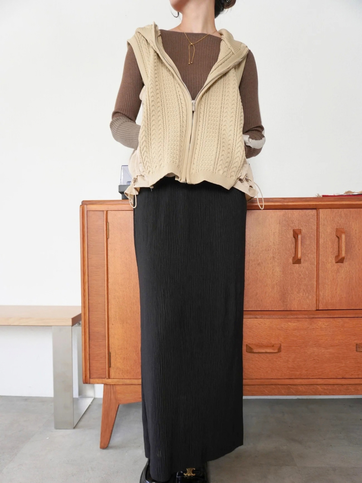 KNIT DOCKING HOODIE VEST【9/25(金)〜 販売】