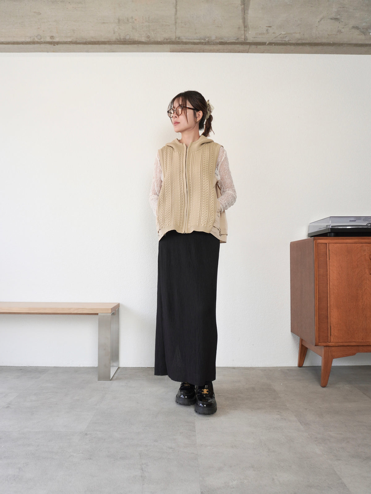 KNIT DOCKING HOODIE VEST【9/25(金)〜 販売】