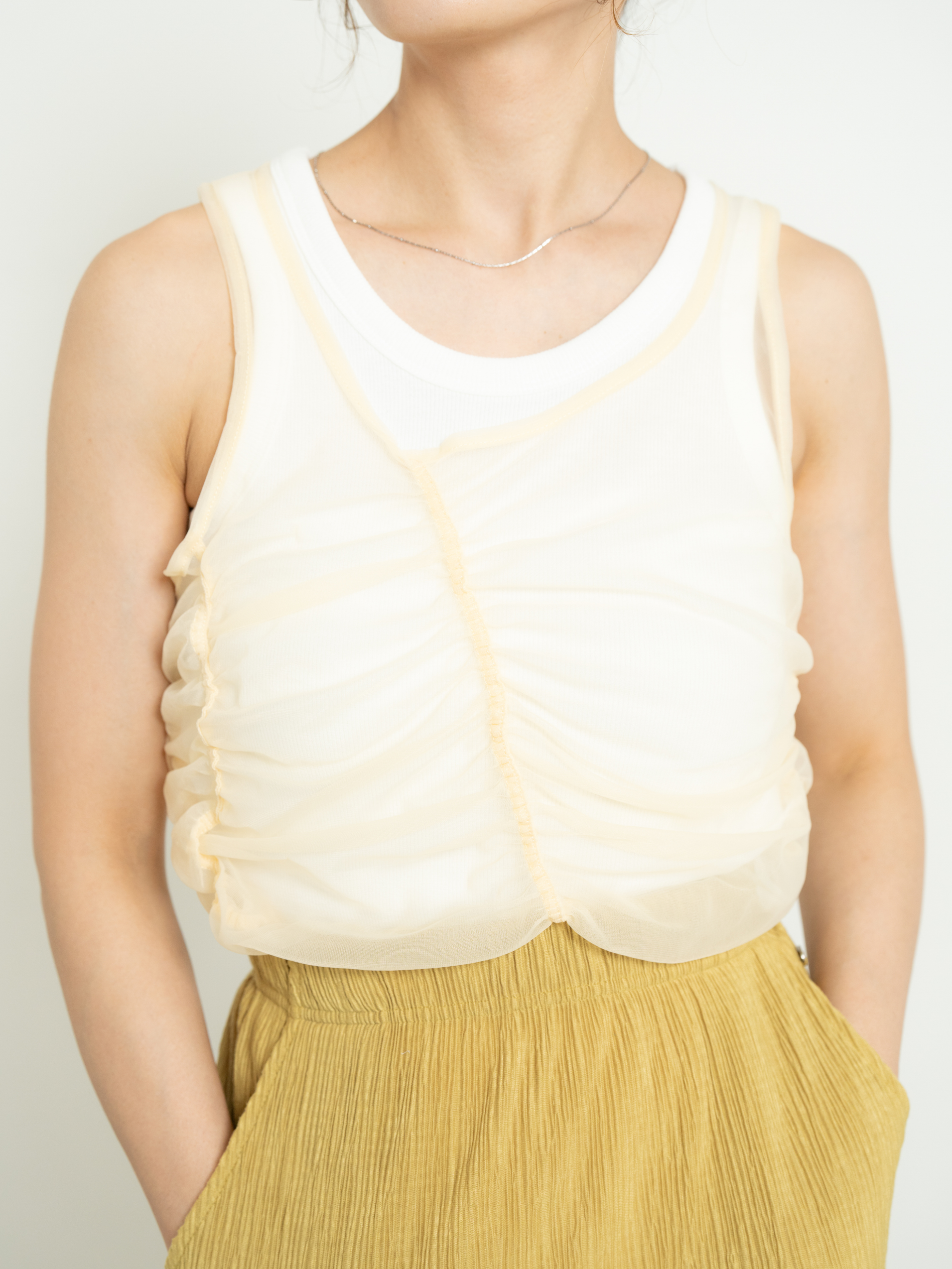 SHIRRED SHEER TANK TOP SET