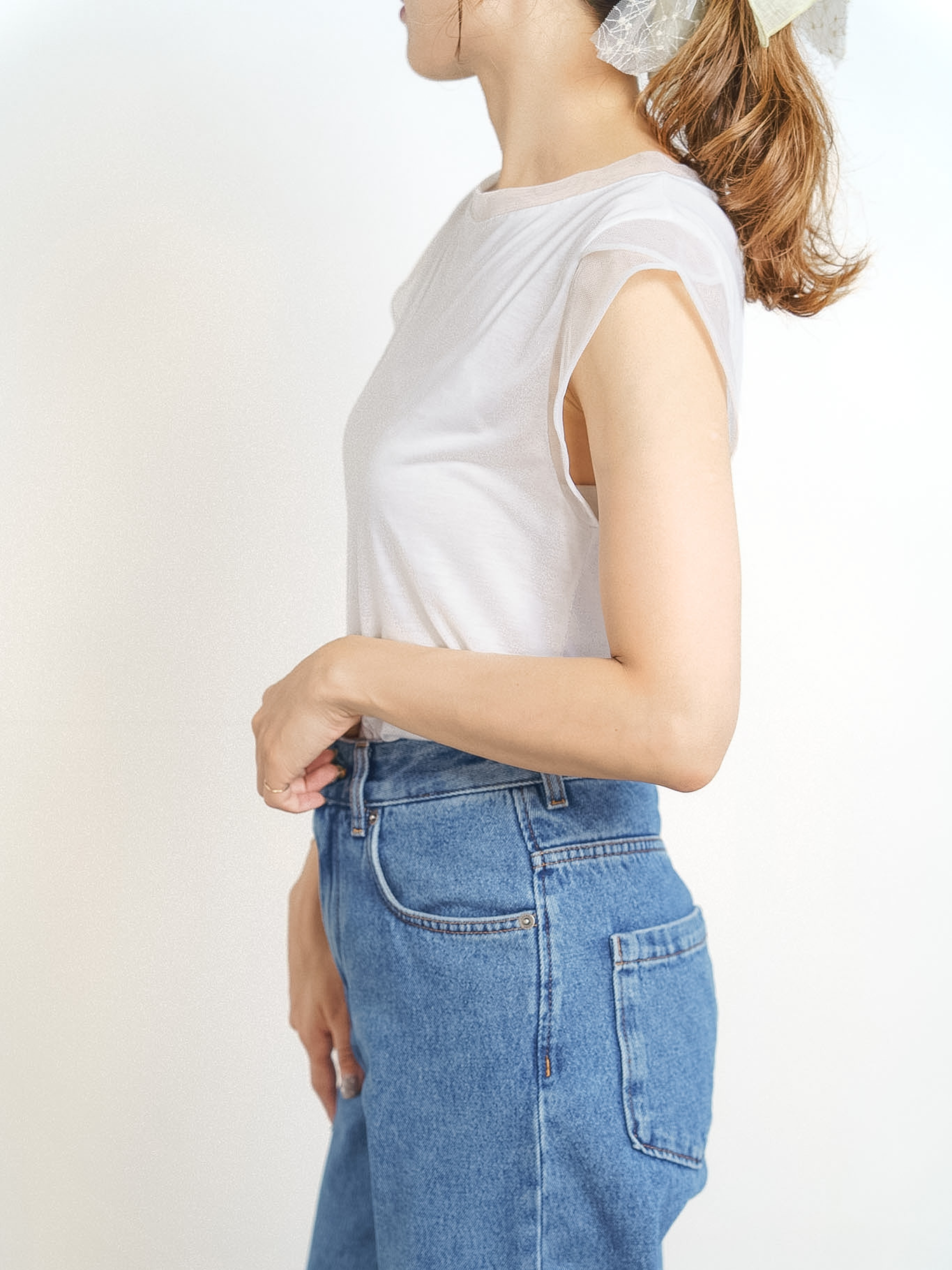 SHEER FRENCH SLEEVE TOP