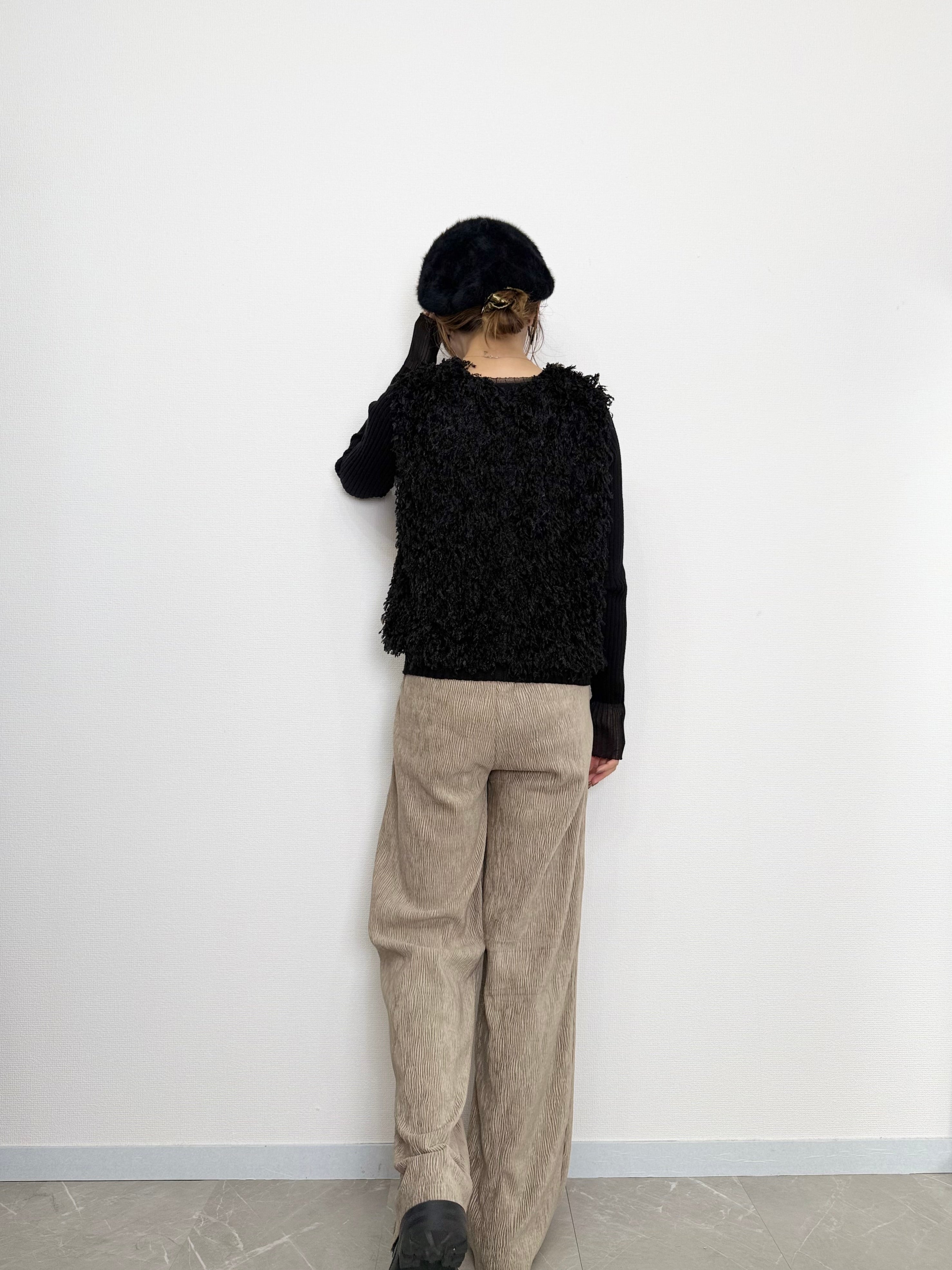 VELOUR LIKE STRAIGHT PANTS