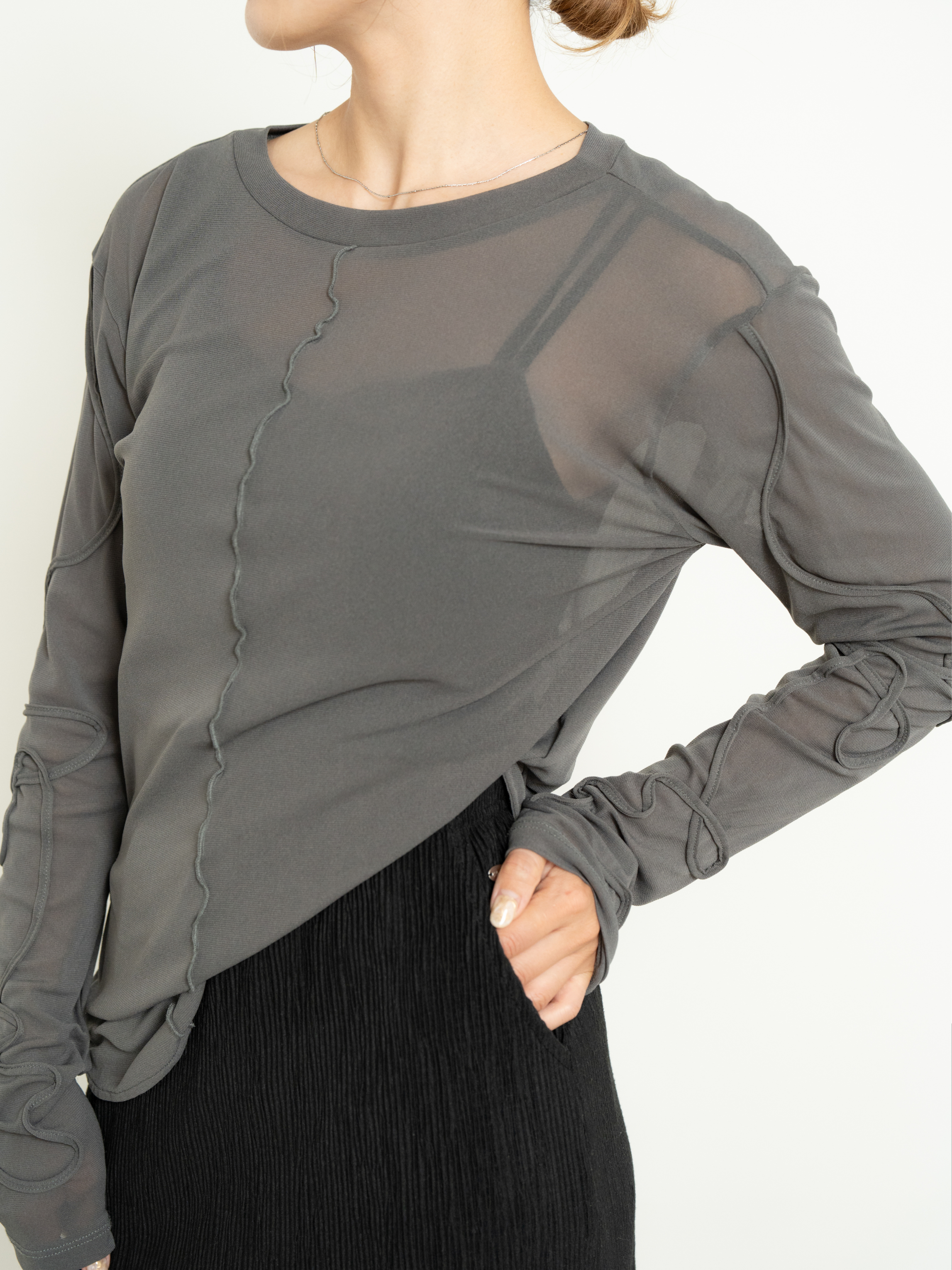 2WAY SHEER STITCH TOPS