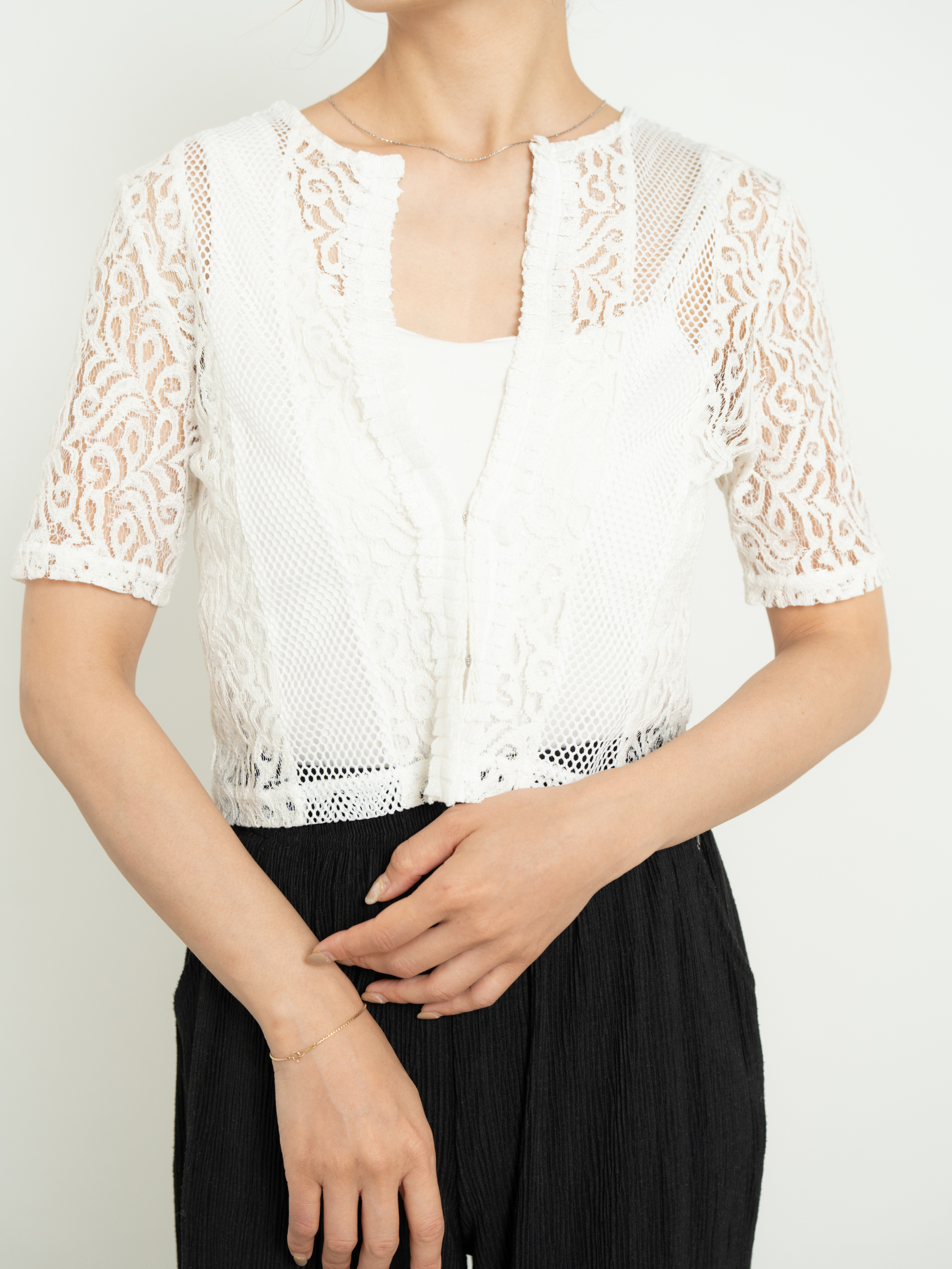 2WAY CLASSICAL LACE MESH TOP