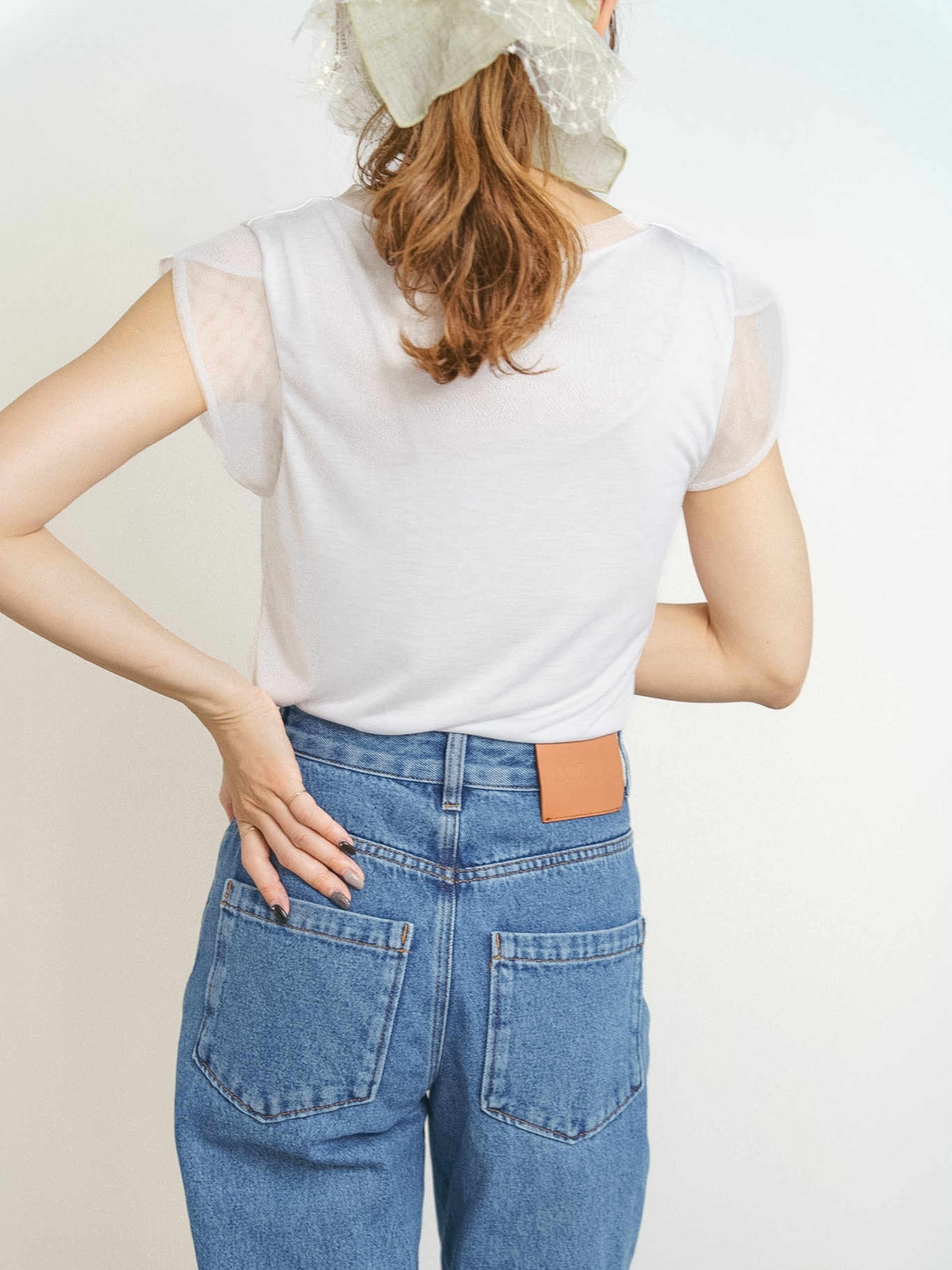 SHEER FRENCH SLEEVE TOP