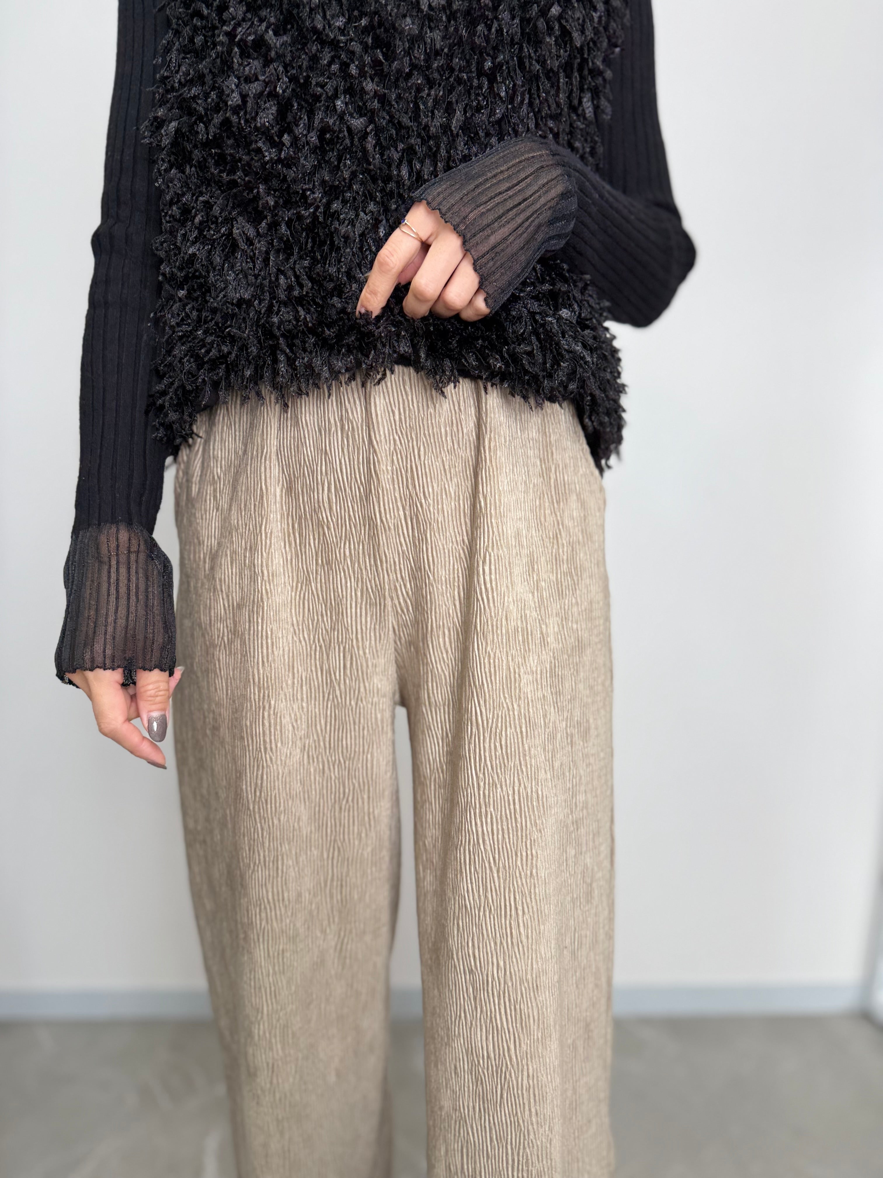 VELOUR LIKE STRAIGHT PANTS