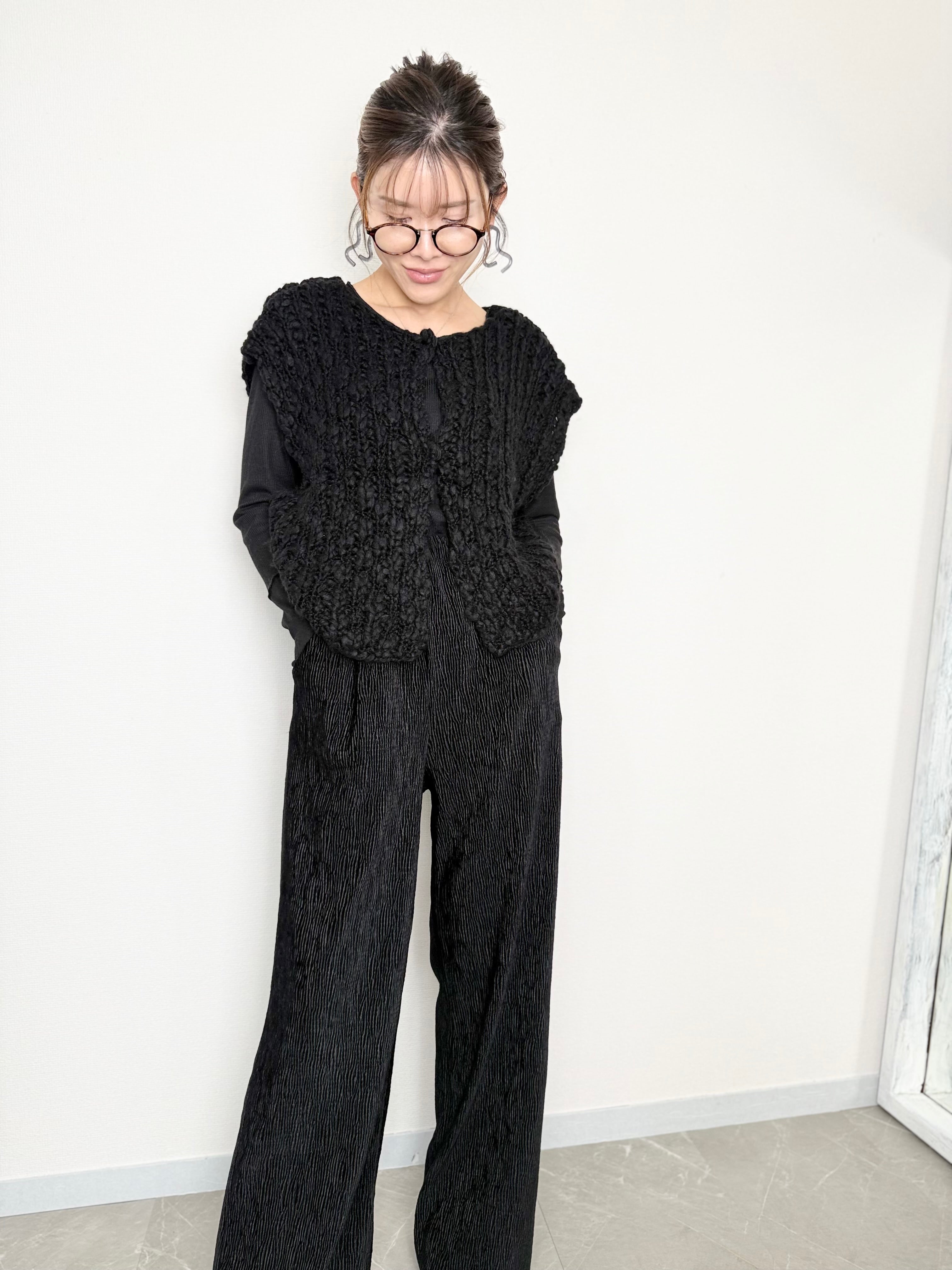 VELOUR LIKE STRAIGHT PANTS