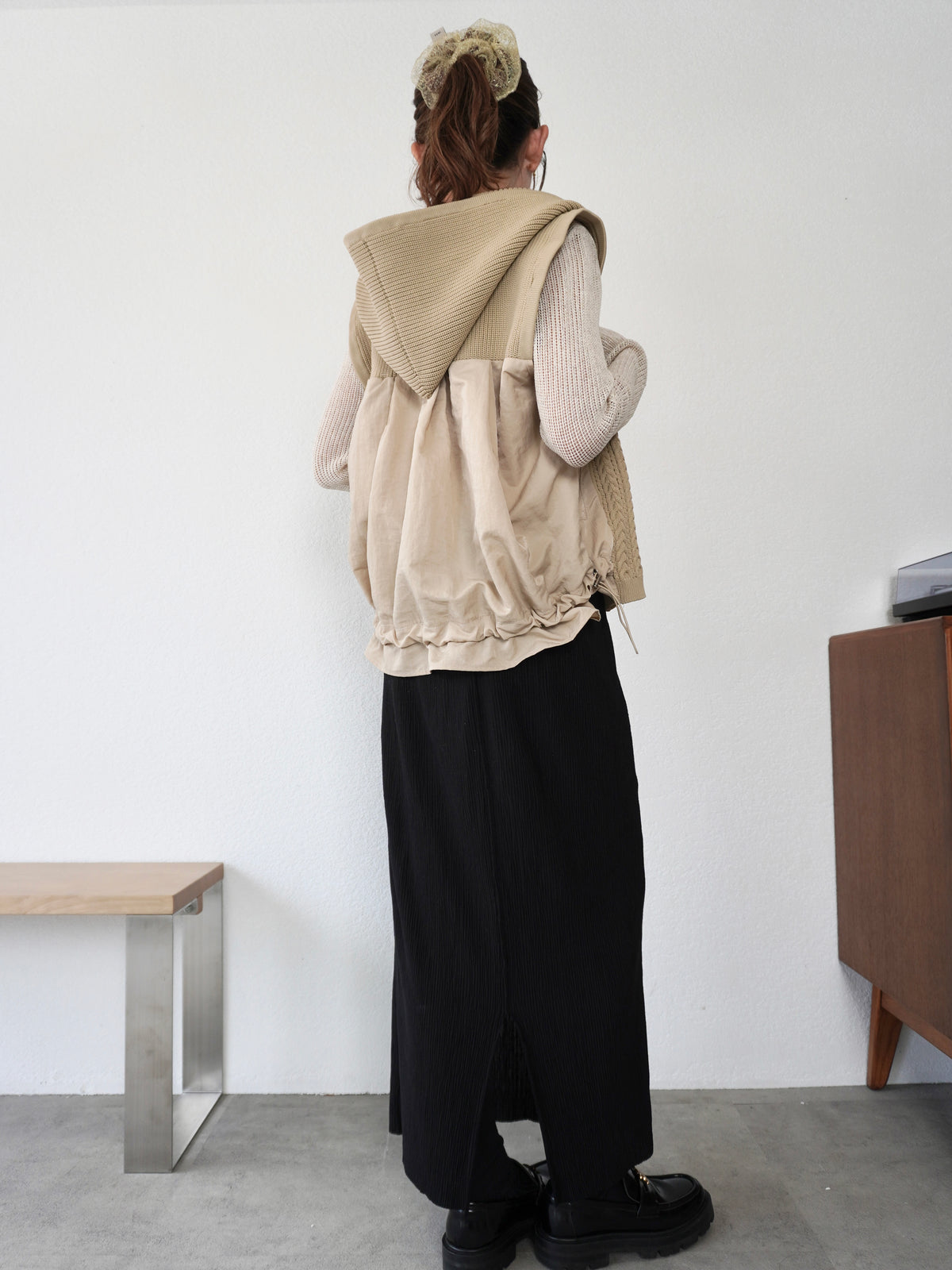 KNIT DOCKING HOODIE VEST【9/25(金)〜 販売】