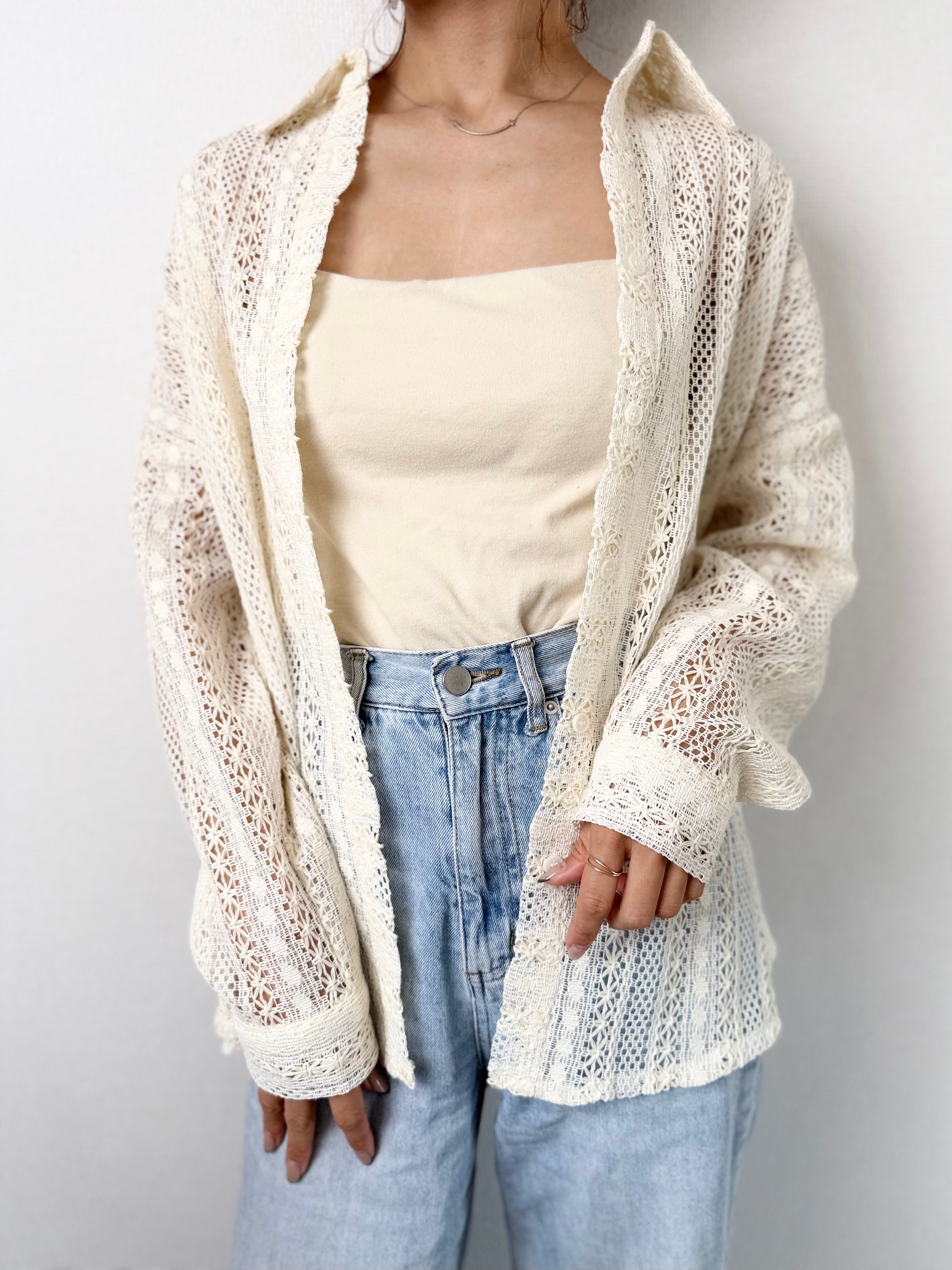 OPEN KNIT LOOSE SHIRT