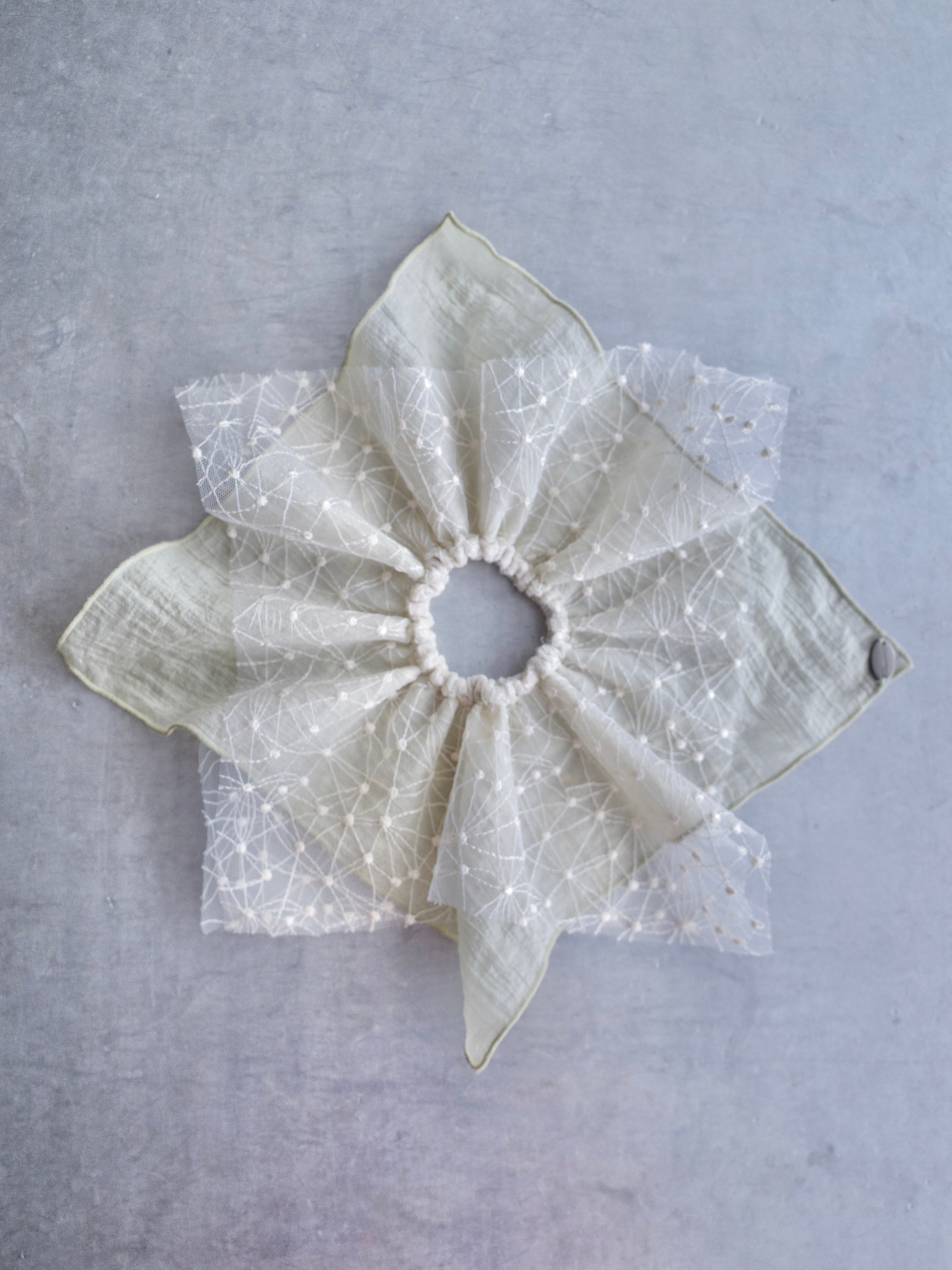 EMBROIDERY SQUARE SCRUNCHIE