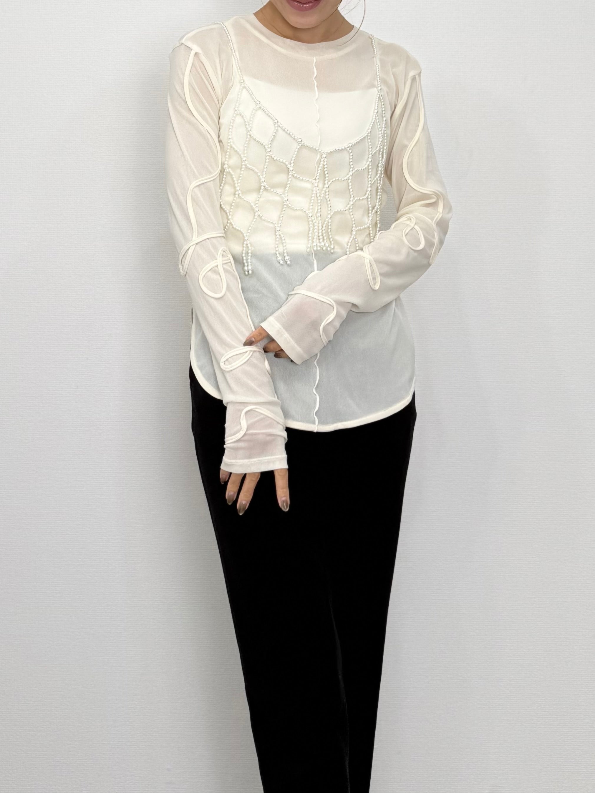 2WAY SHEER STITCH TOPS