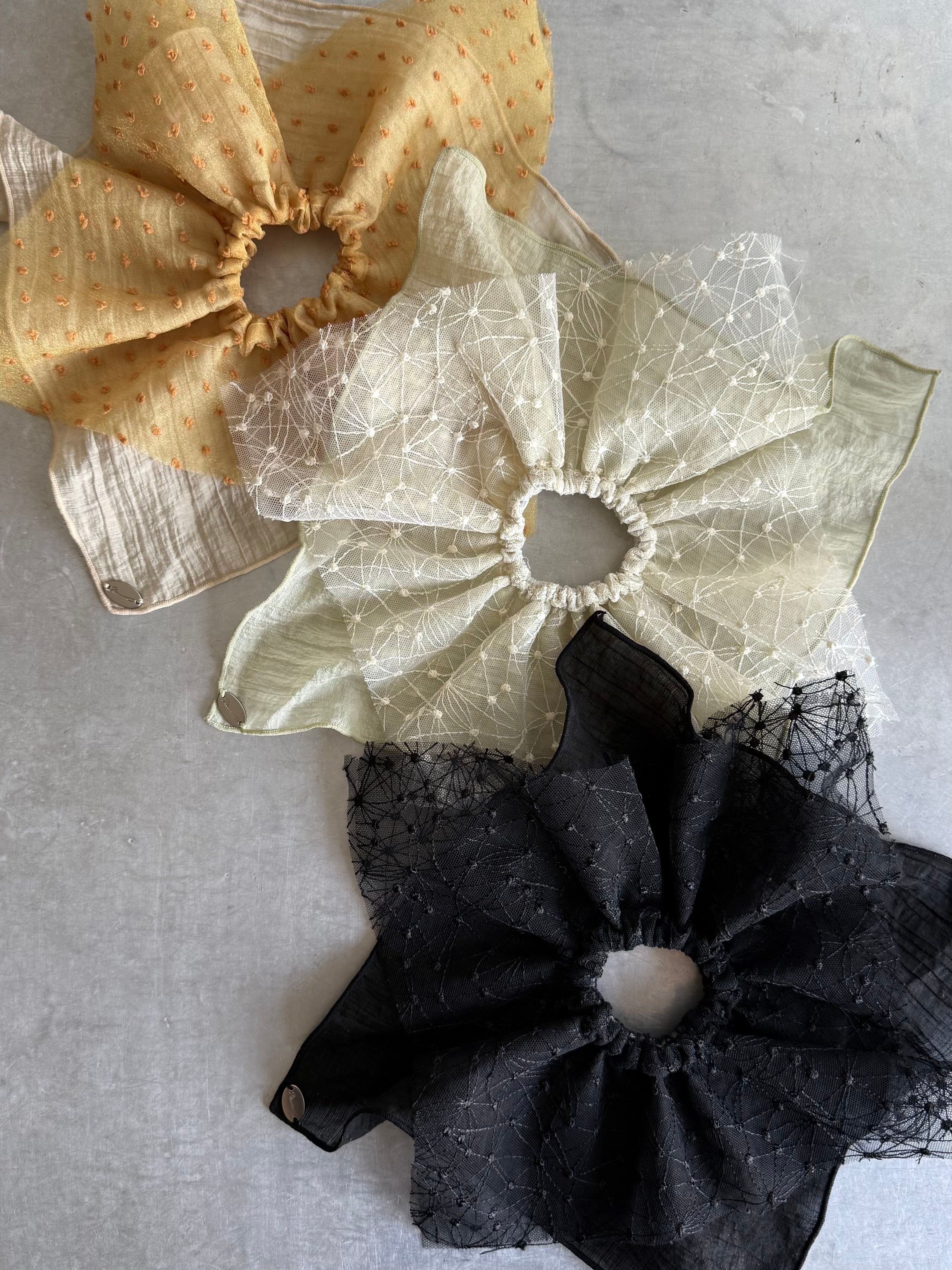 EMBROIDERY SQUARE SCRUNCHIE