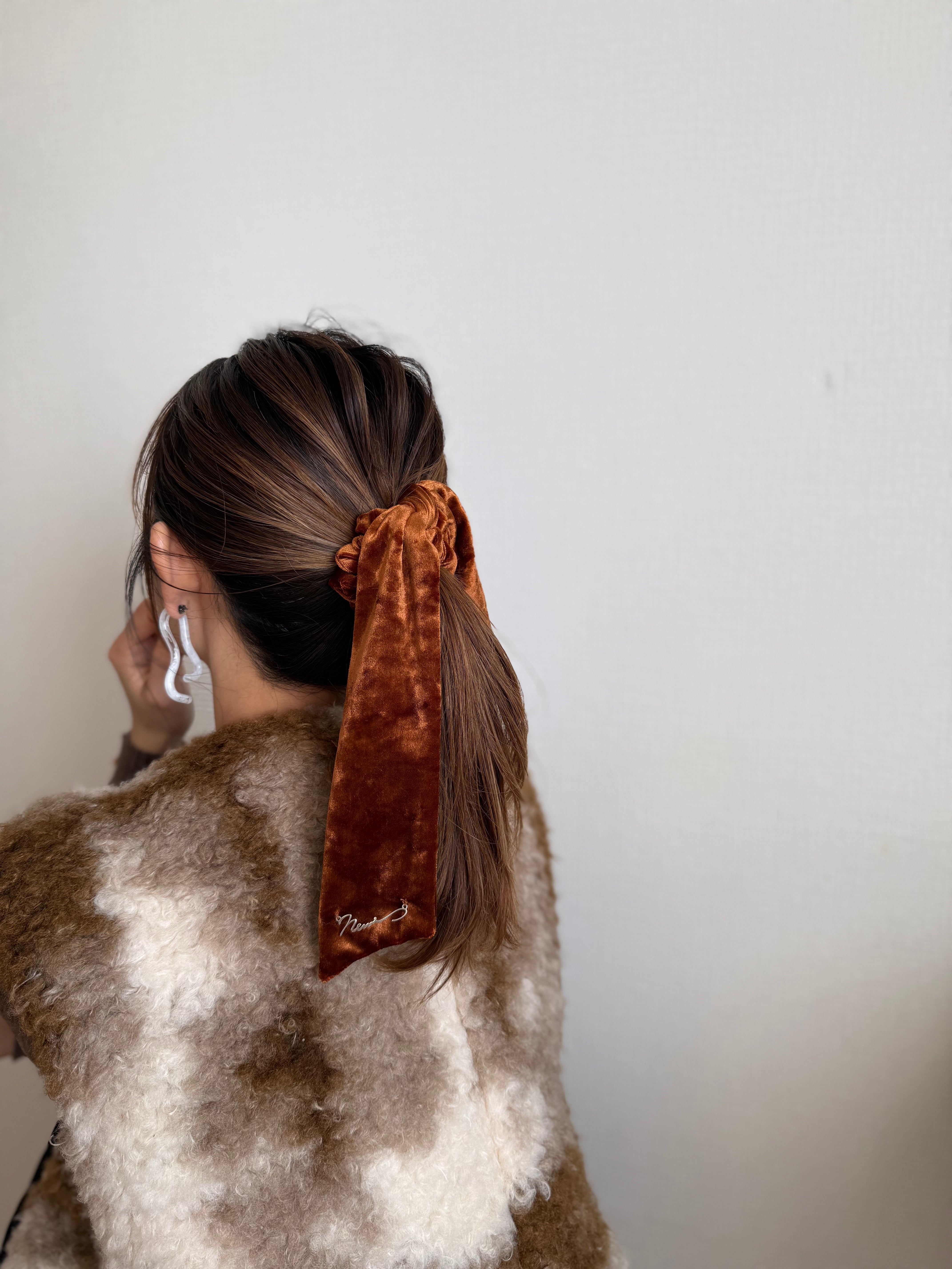 VELOUR RIBBON 3WAY SCRUNCHIE