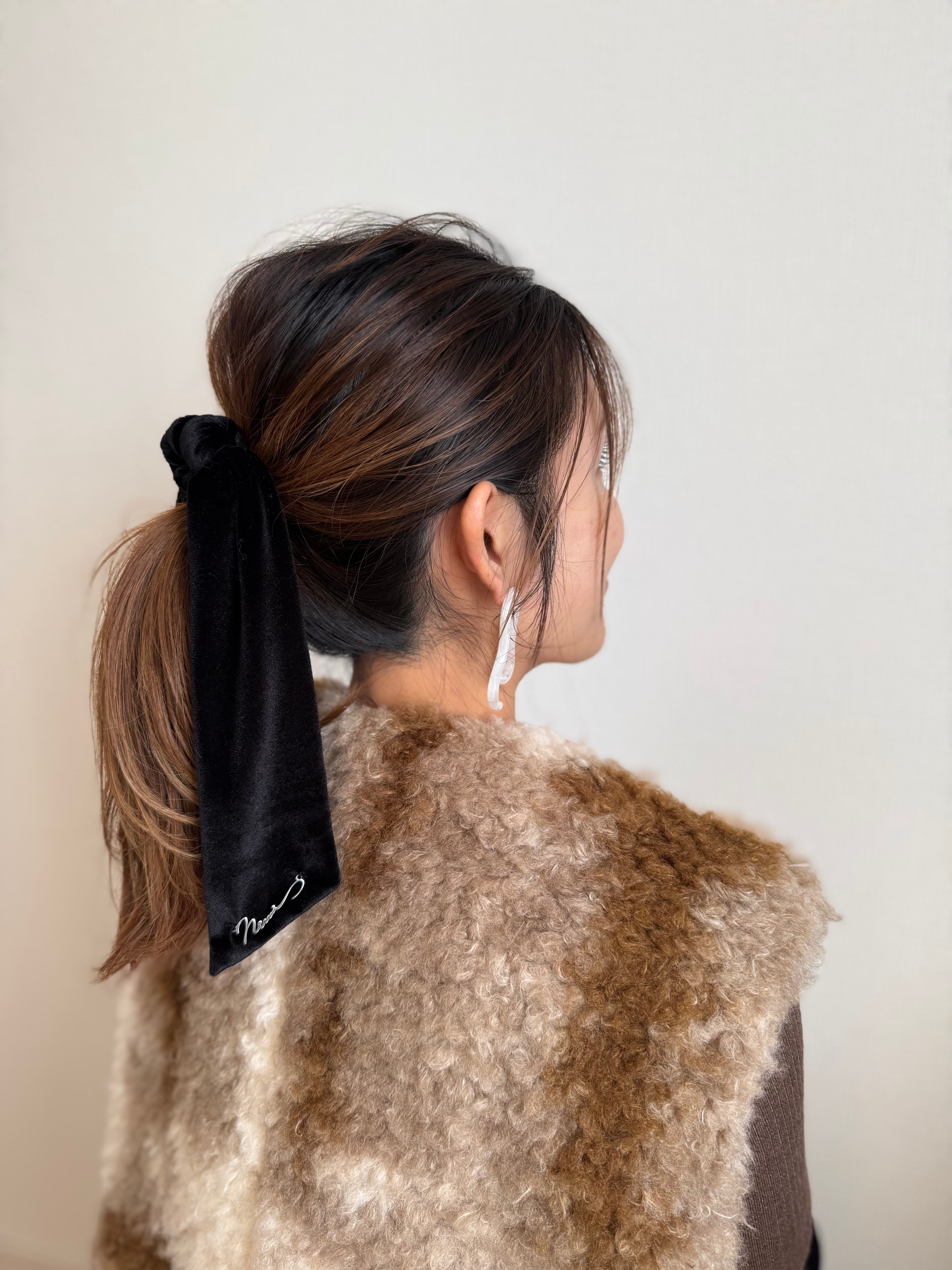 VELOUR RIBBON 3WAY SCRUNCHIE