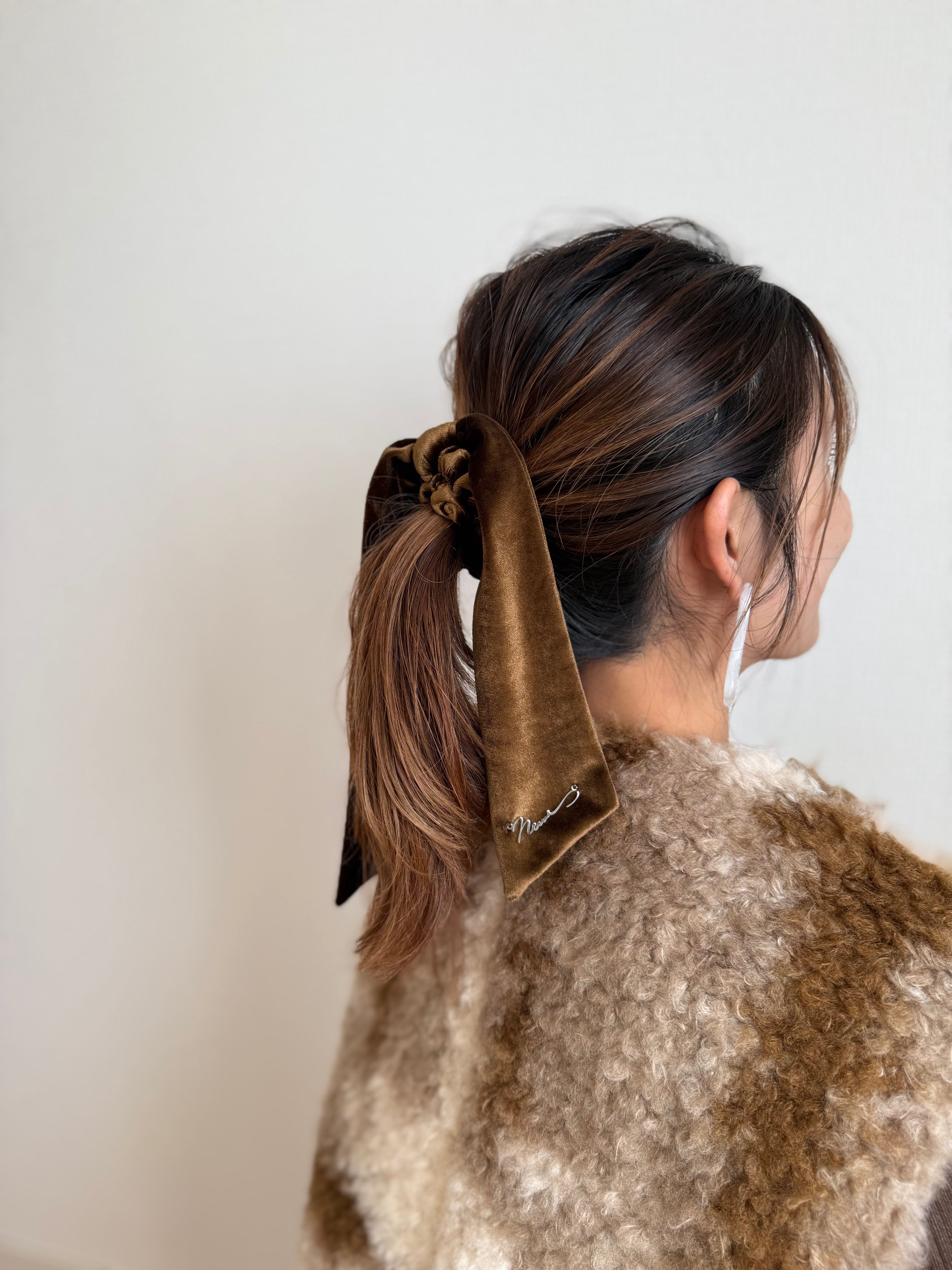 Velour Ribbon 3way Scrunchie