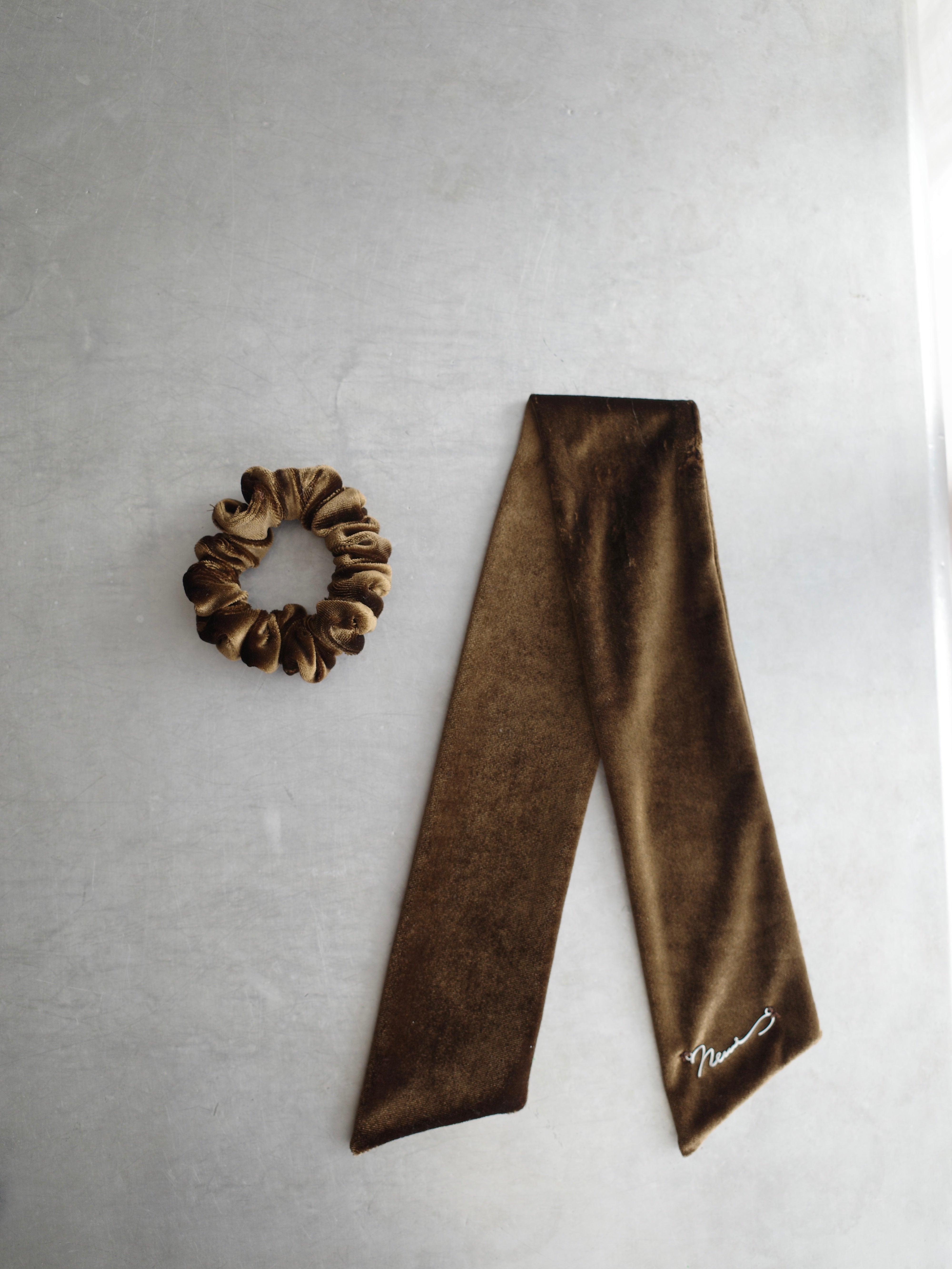 Velour Ribbon 3way Scrunchie