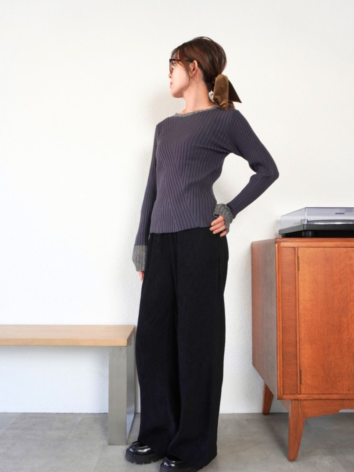 DOCKING RIB KNIT Charcoal gray