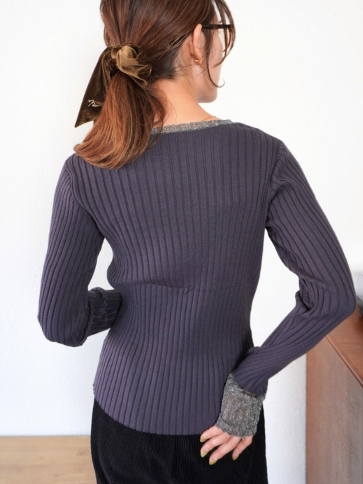 DOCKING RIB KNIT Charcoal gray