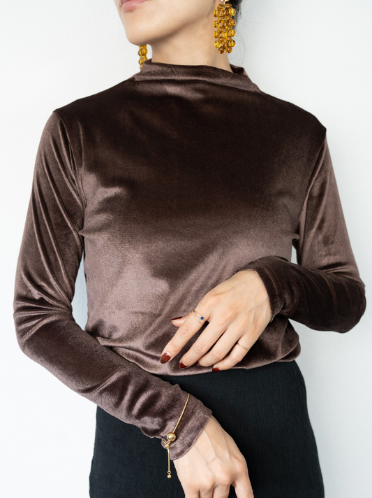 mockneck velour tops