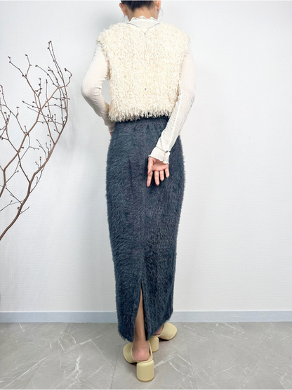 【即納】shaggy knit skirt