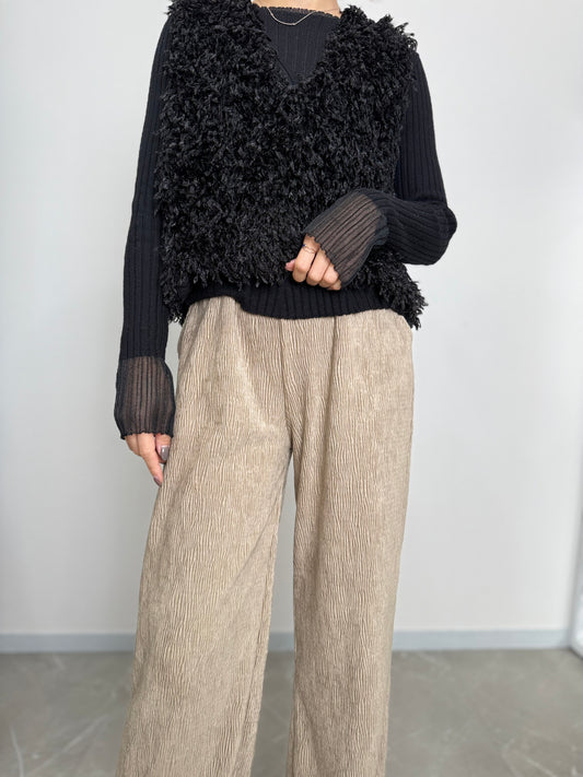 VELOUR LIKE STRAIGHT PANTS