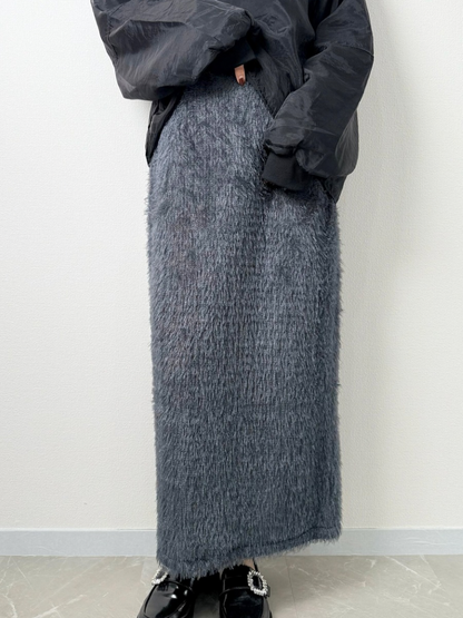 【即納】shaggy knit skirt