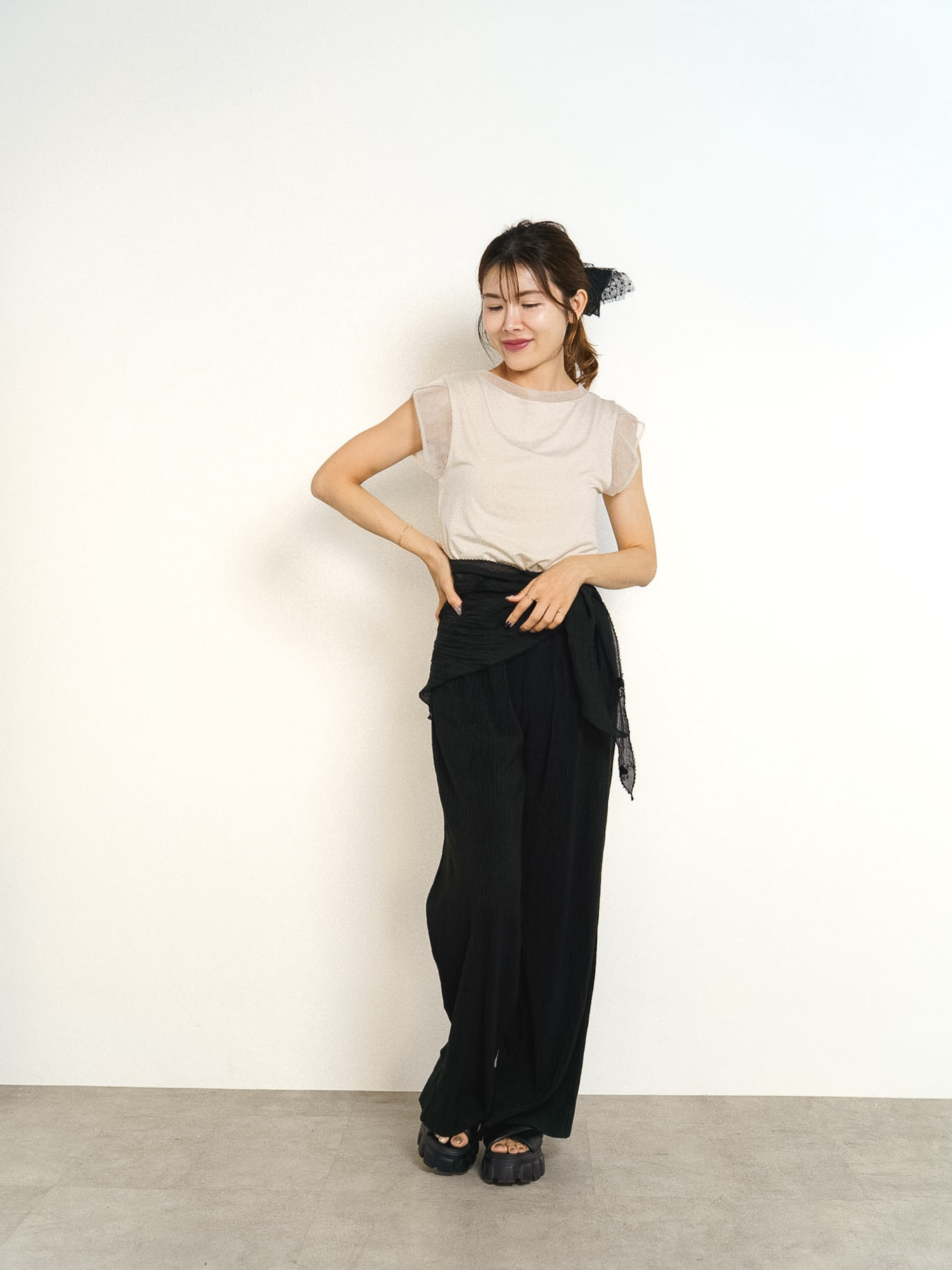SHEER FRENCH SLEEVE TOP