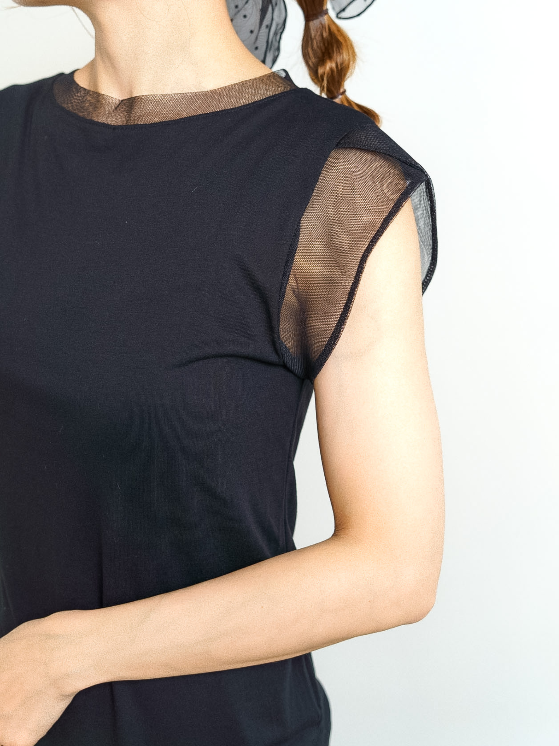 SHEER FRENCH SLEEVE TOP