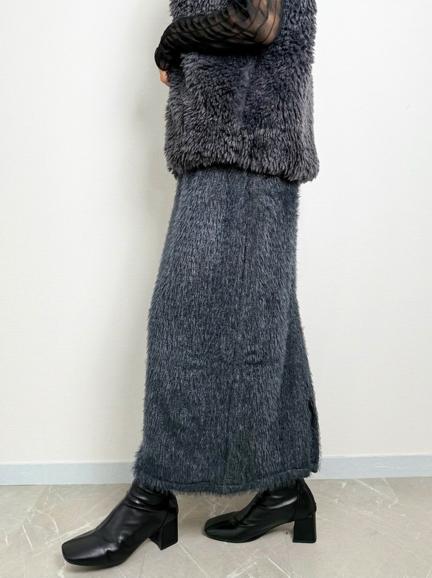 【即納】shaggy knit skirt