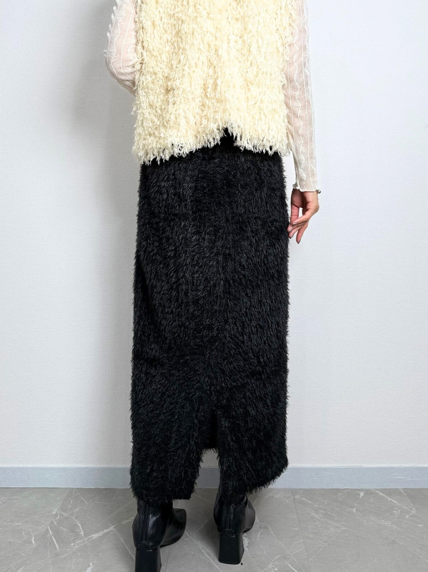 【即納】shaggy knit skirt