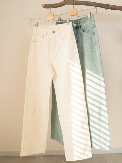 high waist ivory denim