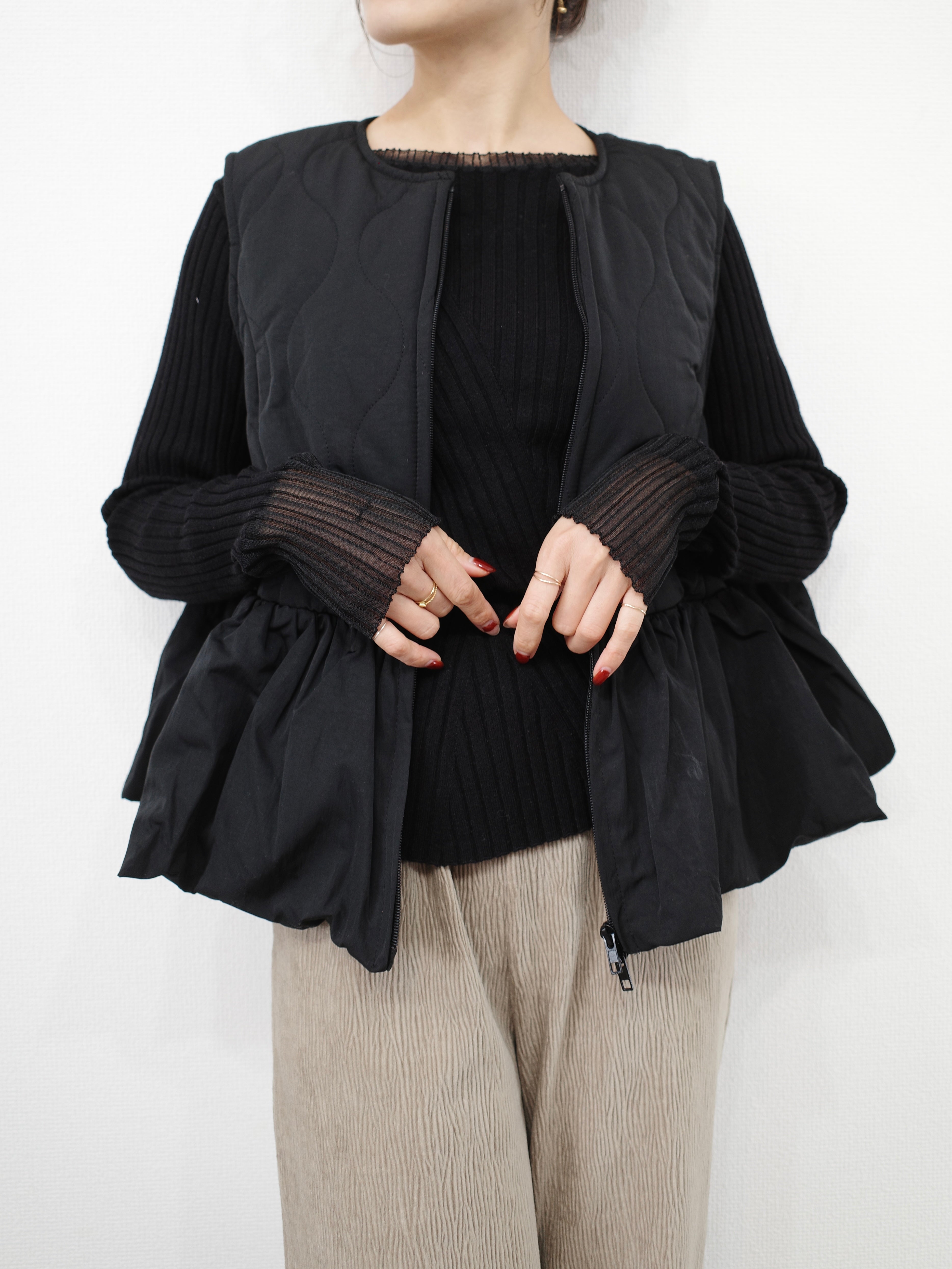 FRILL HEM QUILTING VEST