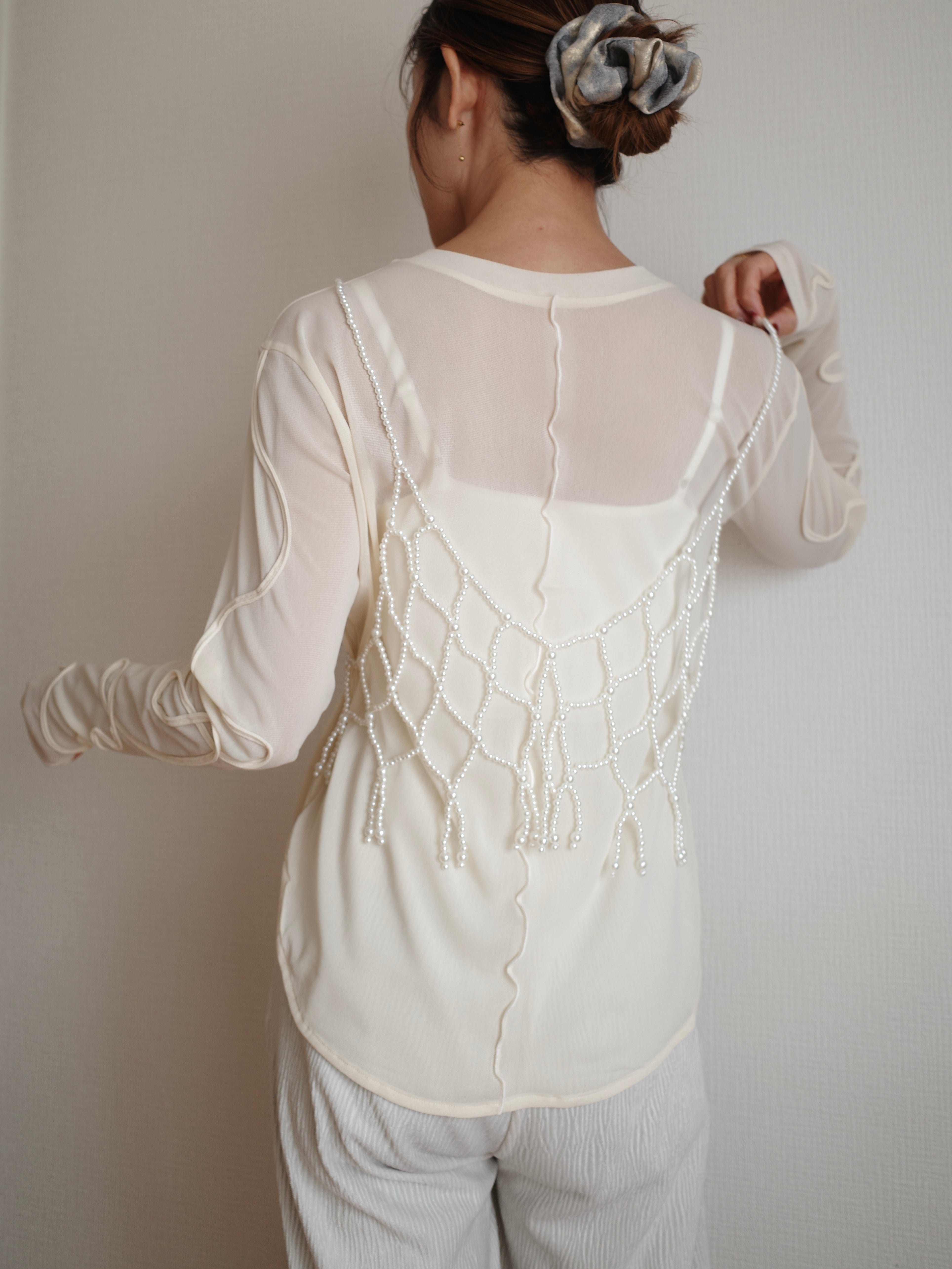 PEARL BEADS FRINGE VEST