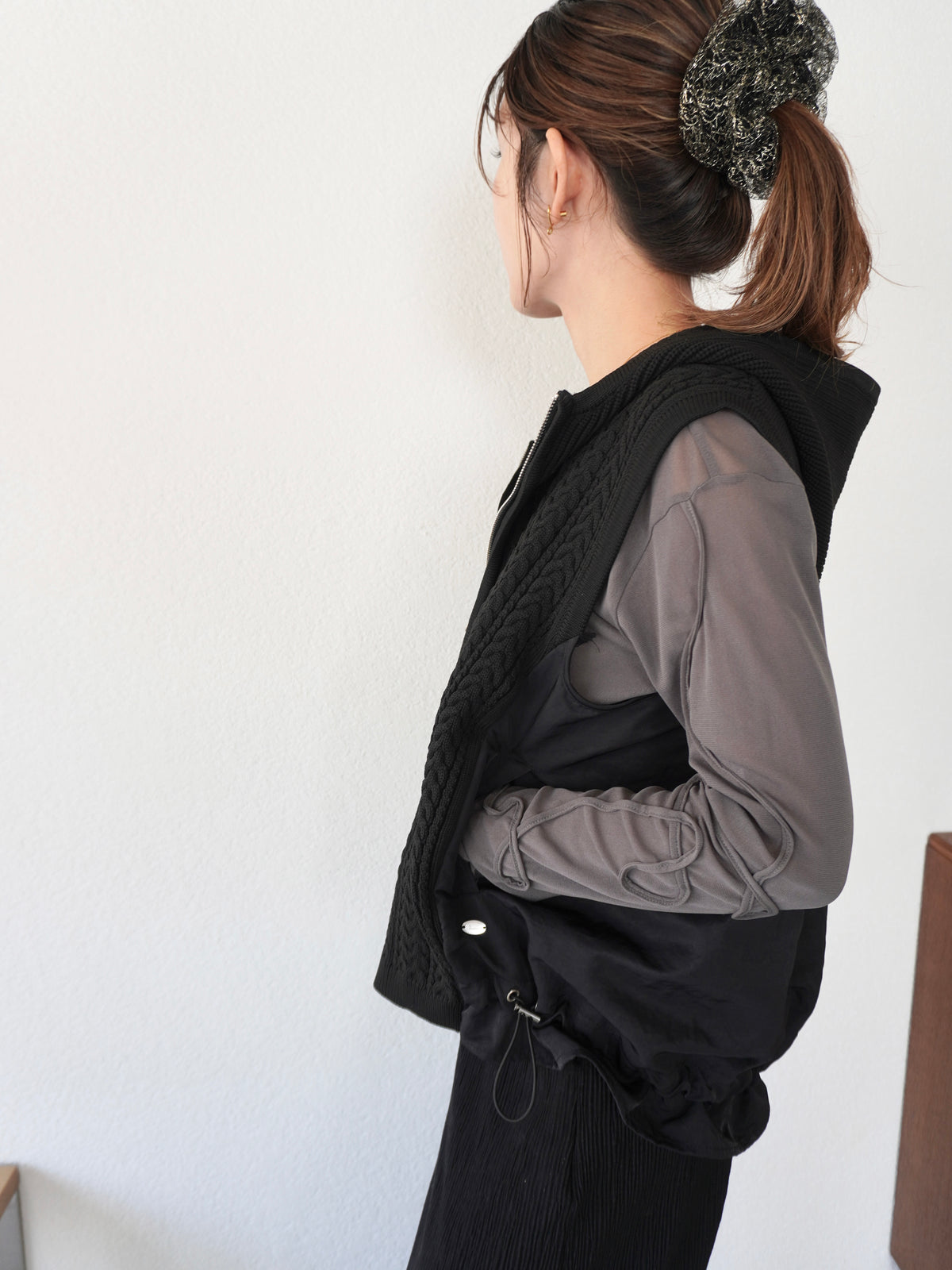 KNIT DOCKING HOODIE VEST【9/25(金)〜 販売】