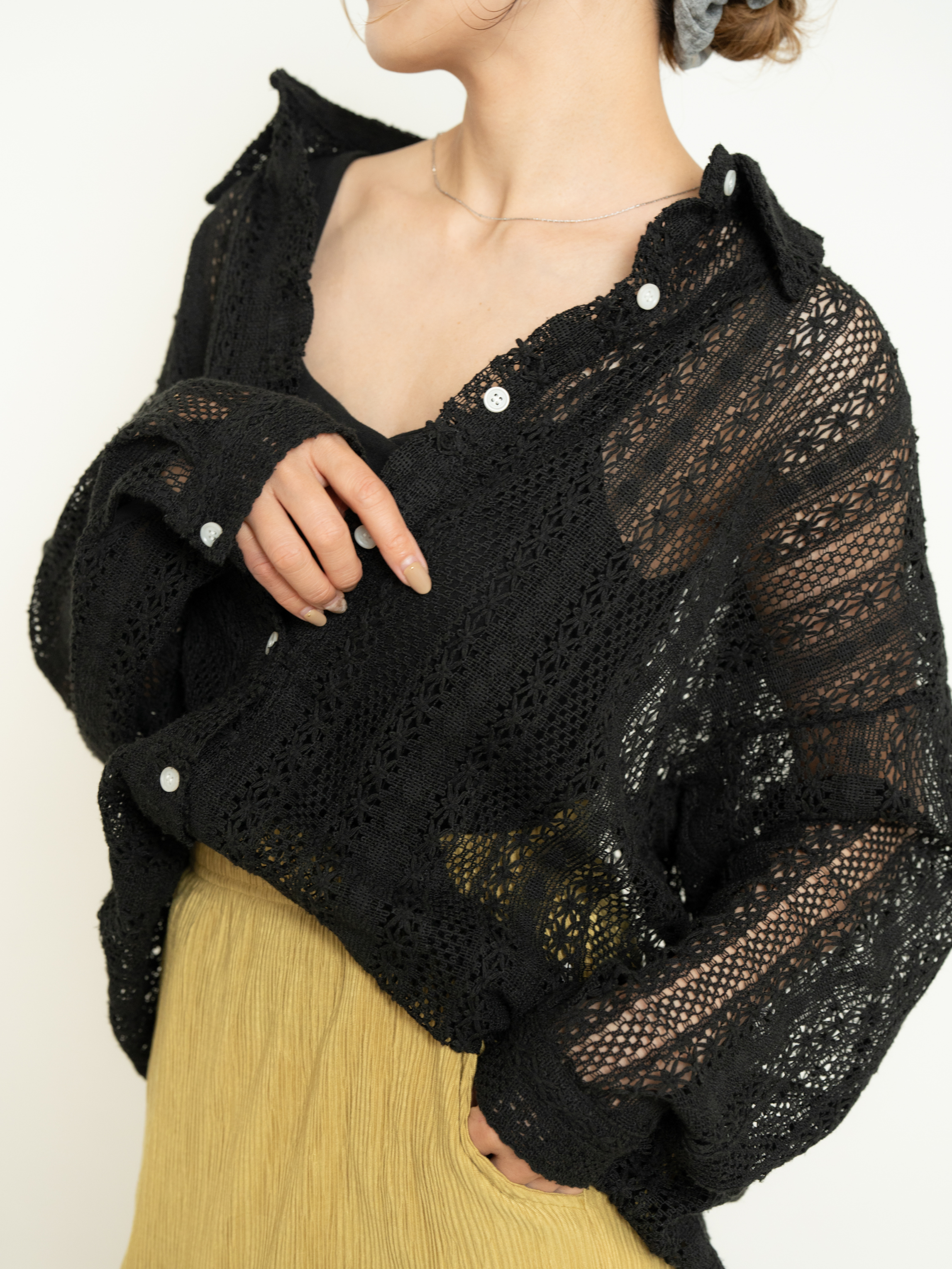OPEN KNIT LOOSE SHIRT