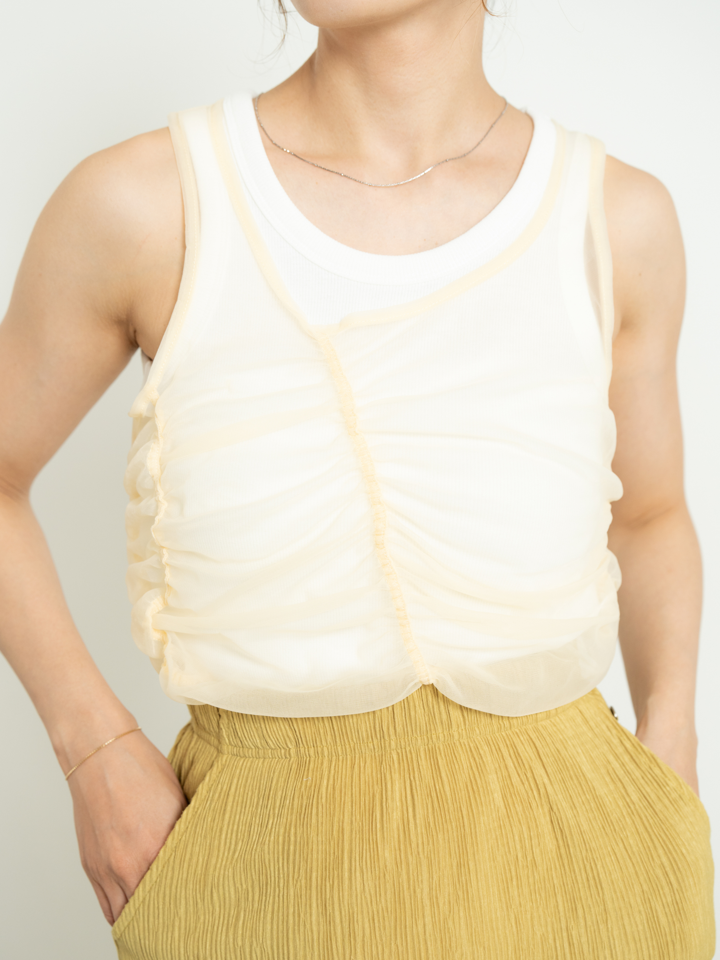 SHIRRED SHEER TANK TOP SET