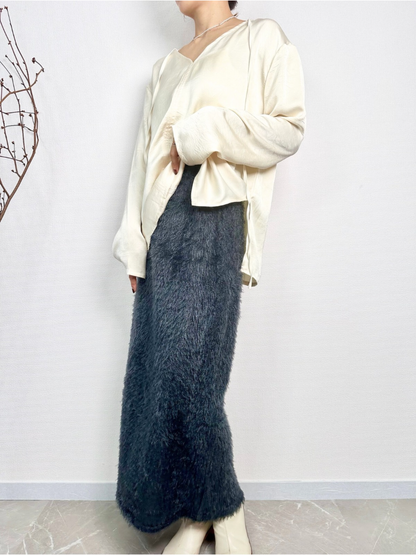 【即納】shaggy knit skirt