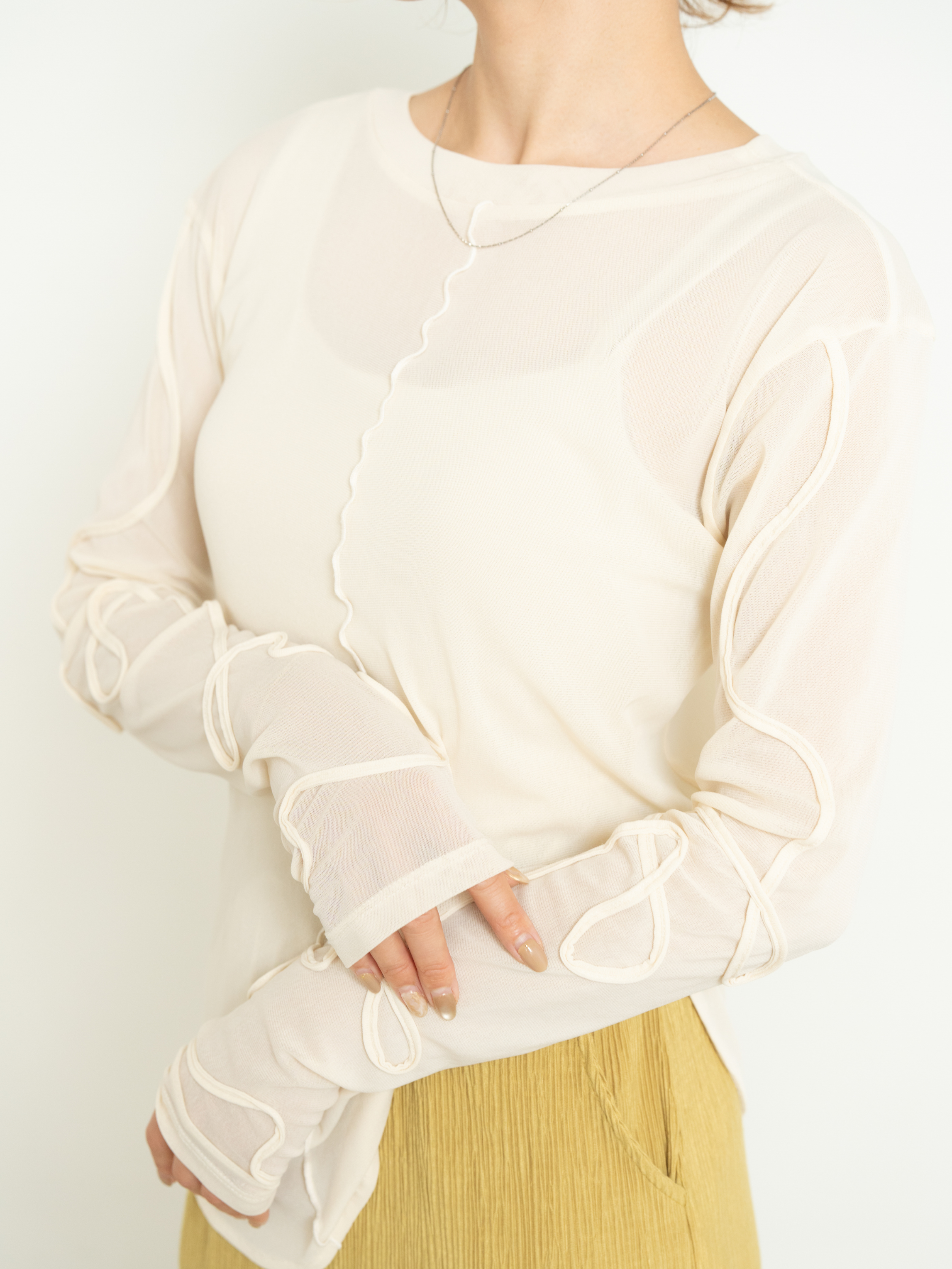 2WAY SHEER STITCH TOPS